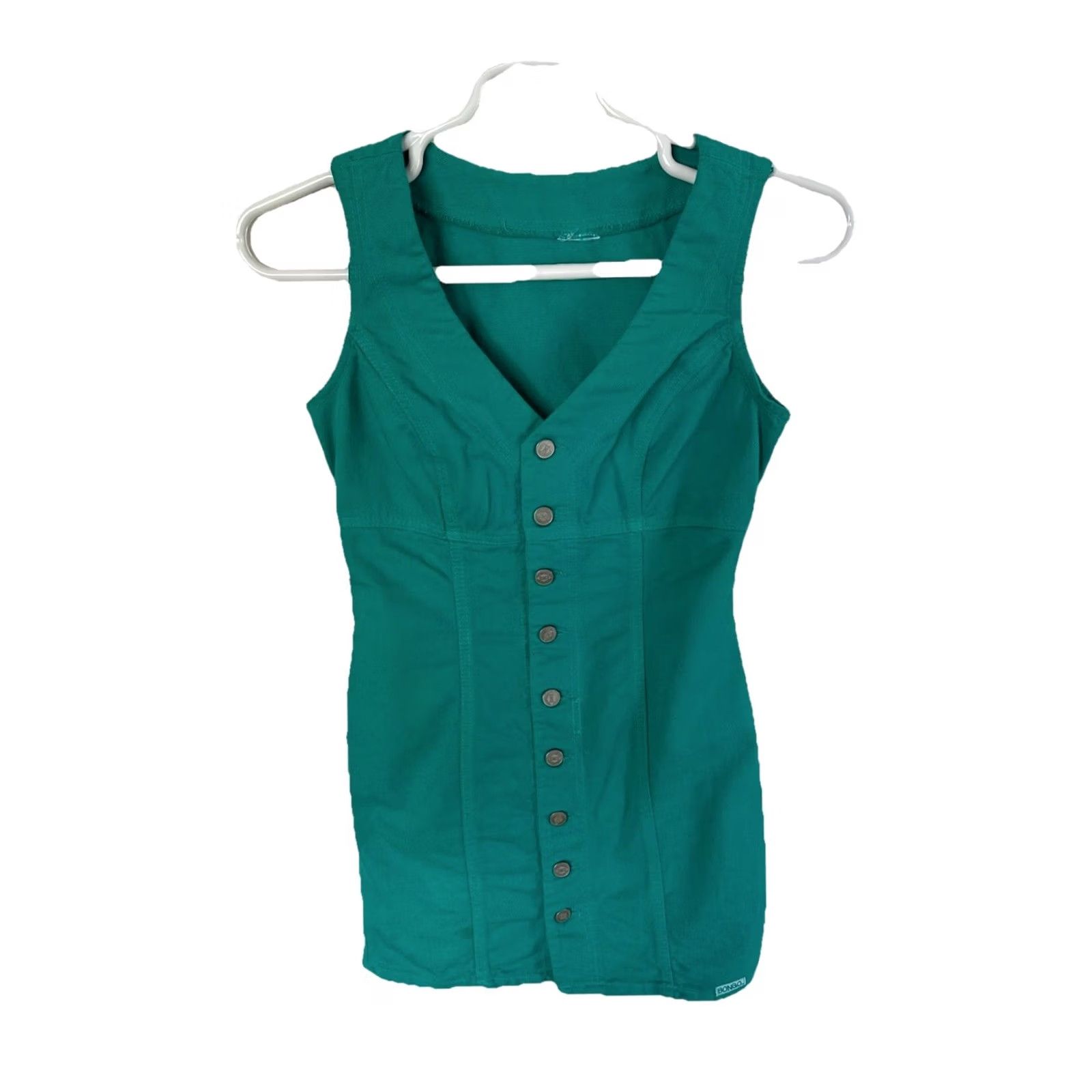Vintage VINTAGE Bongo Denim Dress Tee​M Teal Button Halter Midi Dress 80s 90s Bohemian Western Womens Size M / US 6-8 / IT 42-44 - 2 Thumbnail
