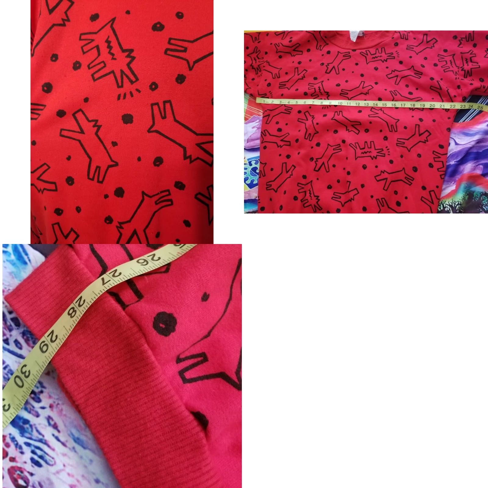 Vintage VINTAGE Keith Haring Graphic Pullover Sweatshirt AOP Red 1980s Large Mens Size US L / EU 52-54 / 3 - 8 Thumbnail