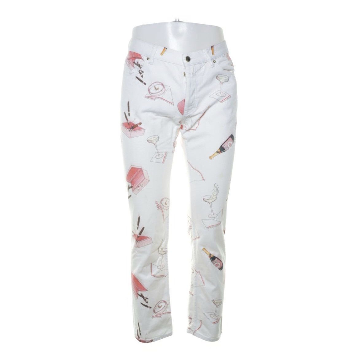 image of Casablanca Champagne & Cigars White Cotton Trousers, Men's (Size 32)
