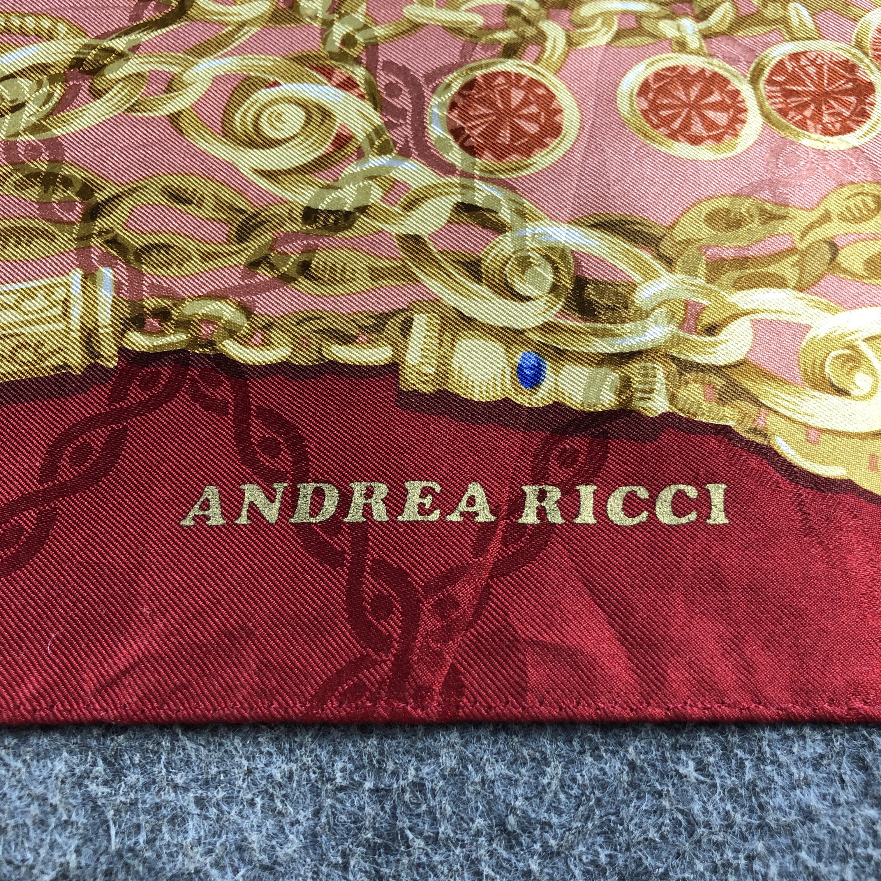 Japanese Brand Andrea Ricci Luxury Gold Chains Silk Scarf M1243 Size ONE SIZE - 4 Thumbnail