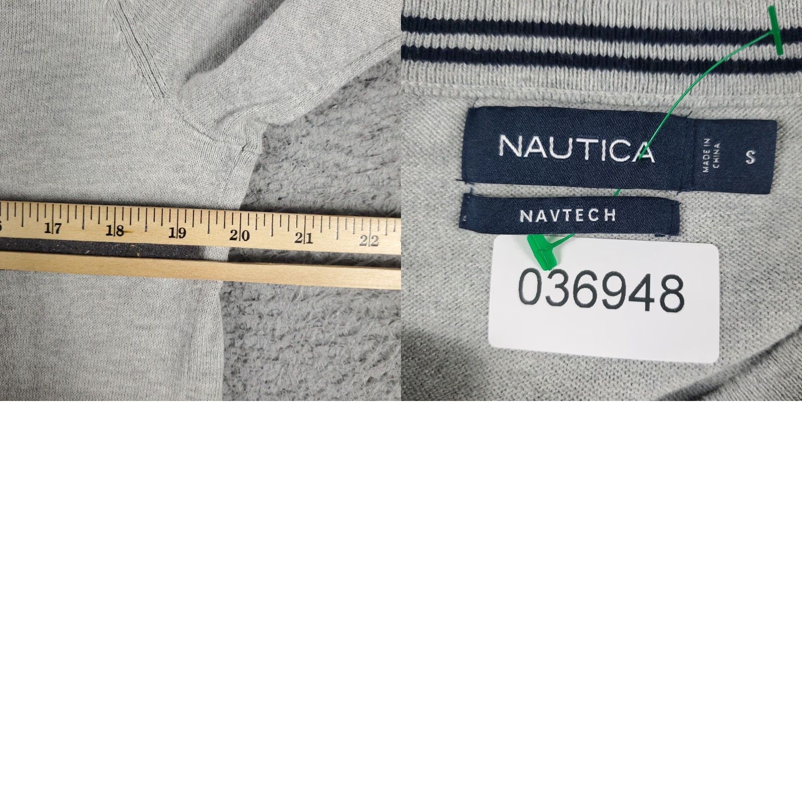 Nautica Nautica Mens Small Gray V Neck Casual Pullover Sweater Size US S / EU 44-46 / 1 - 8 Thumbnail
