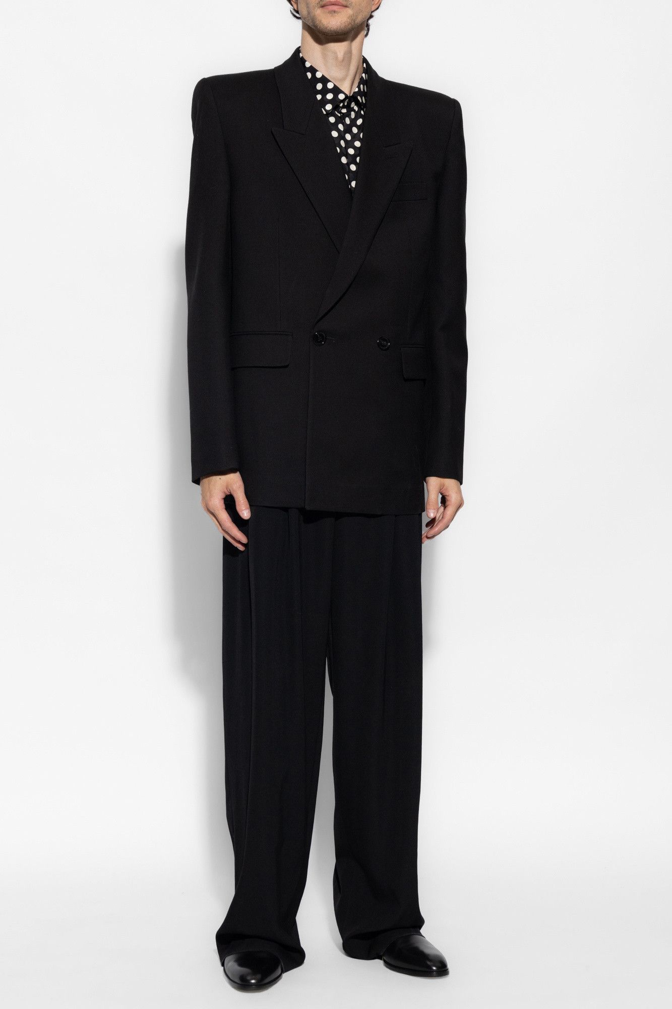 Saint Laurent Paris o1s1wg111124 Oversized Jacket in Wool Gabardine in Black Size US L / EU 52-54 / 3 - 2 Thumbnail