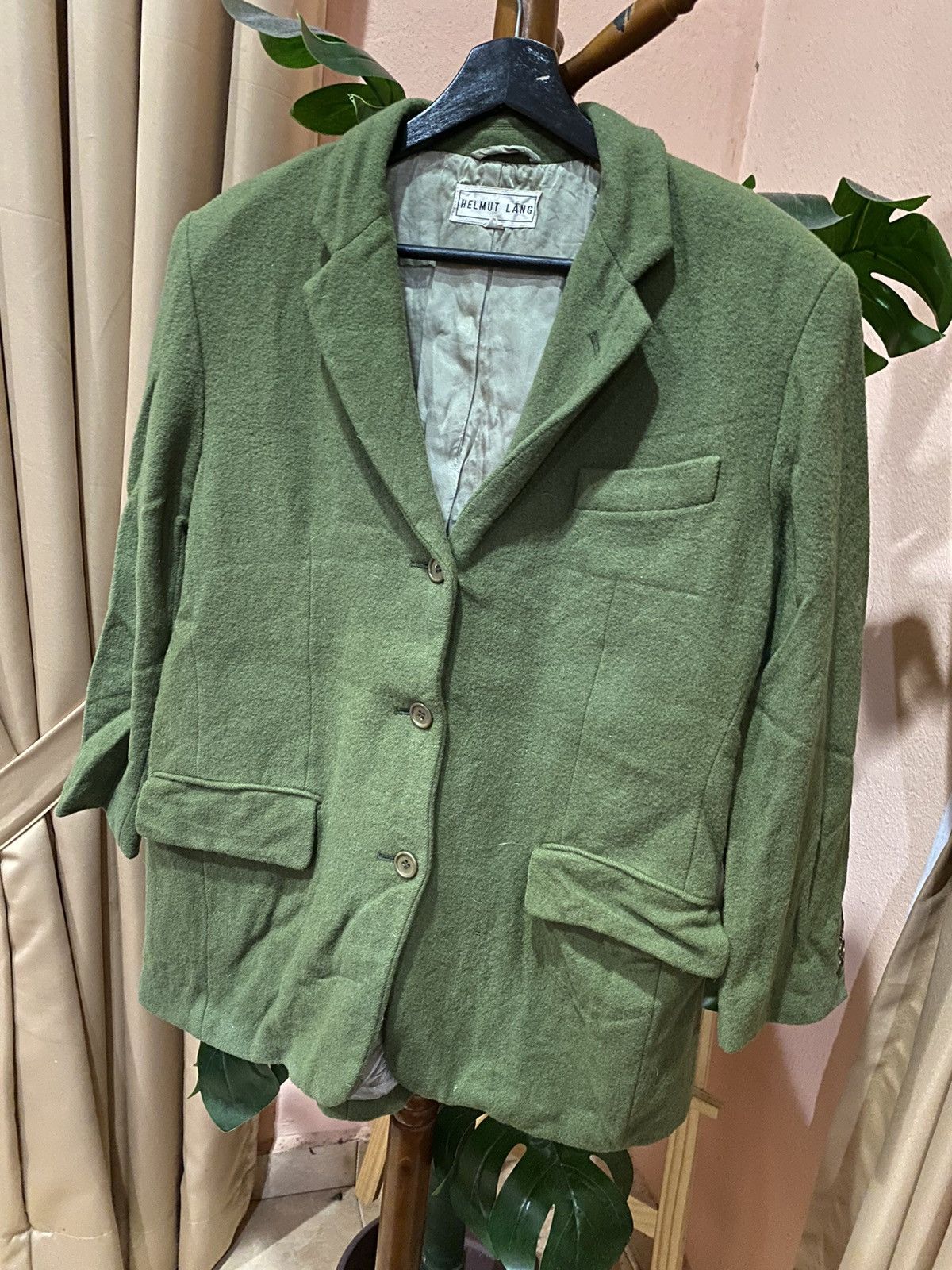 Helmut Lang Vintage Helmut Lang Green Blazer Rare 1990s Designer Jacket Size US M / EU 48-50 / 2 - 2 Thumbnail