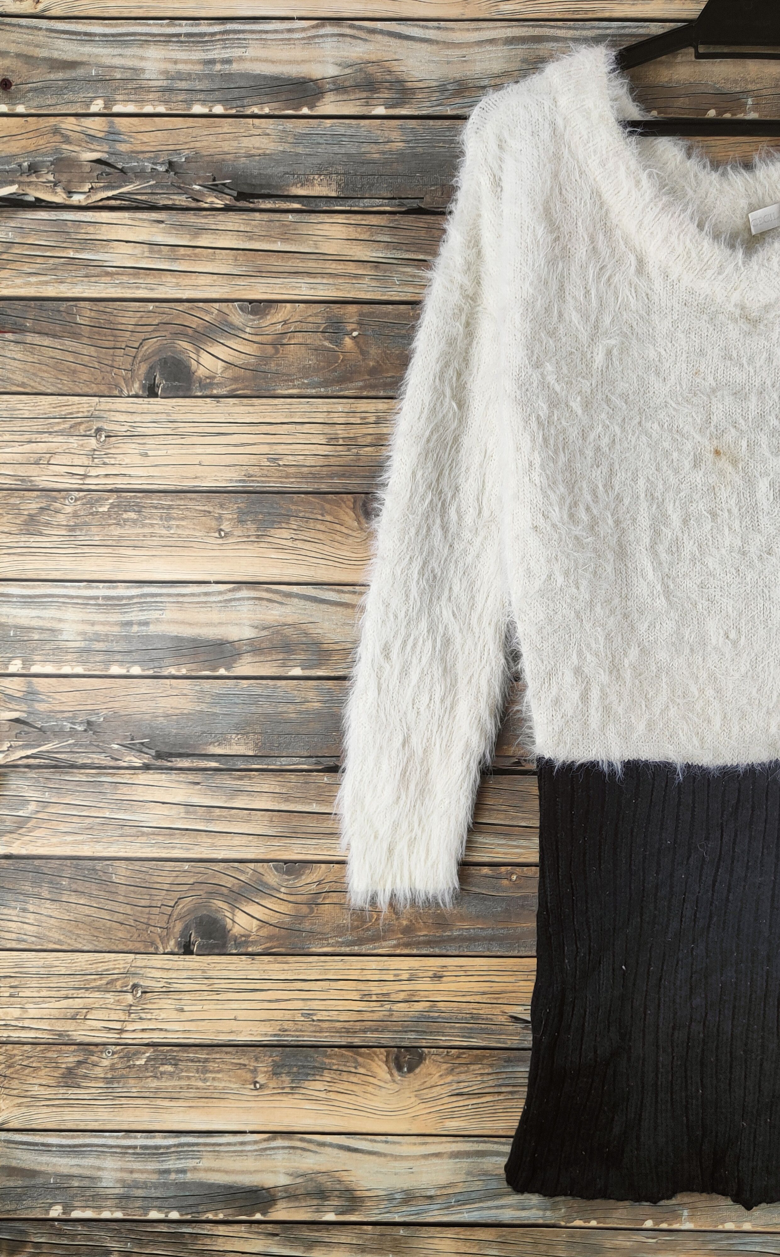 Japanese Brand DL Cecil McBee Black White Fur Mohair Knitwear #46-576 Size M / US 6-8 / IT 42-44 - 3 Thumbnail