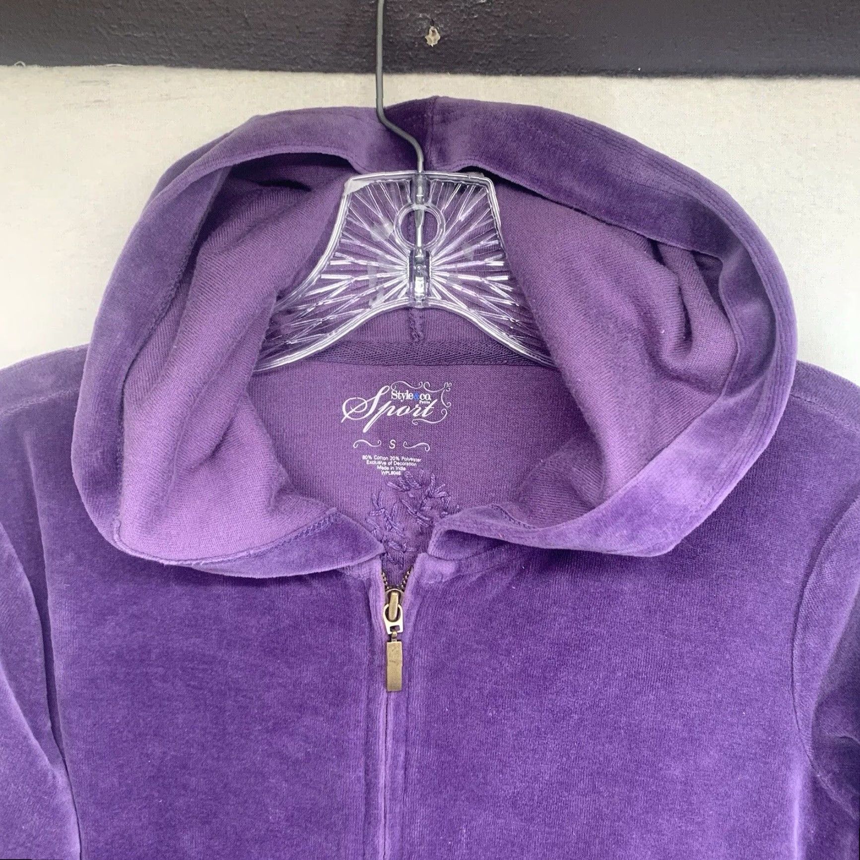Vintage Style&co. Women's Purple Floral Hoodie Petite Small Full Zip Lightweight Casual 90s Outdoor Size S / US 4 / IT 40 - 4 Thumbnail