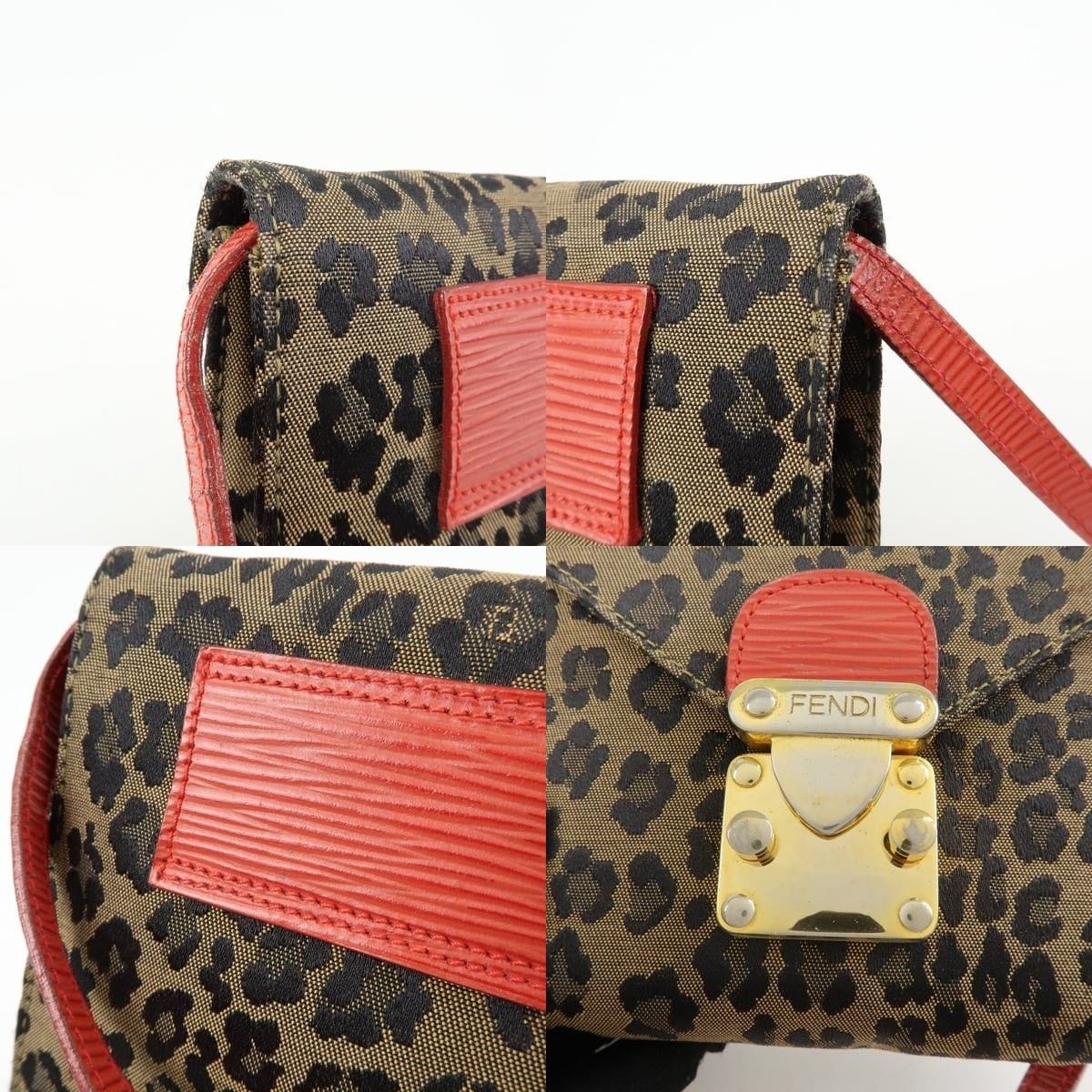 Fendi Fendi Leopard Canvas & Leather Crossbody Bag Brown Size ONE SIZE - 6 Thumbnail