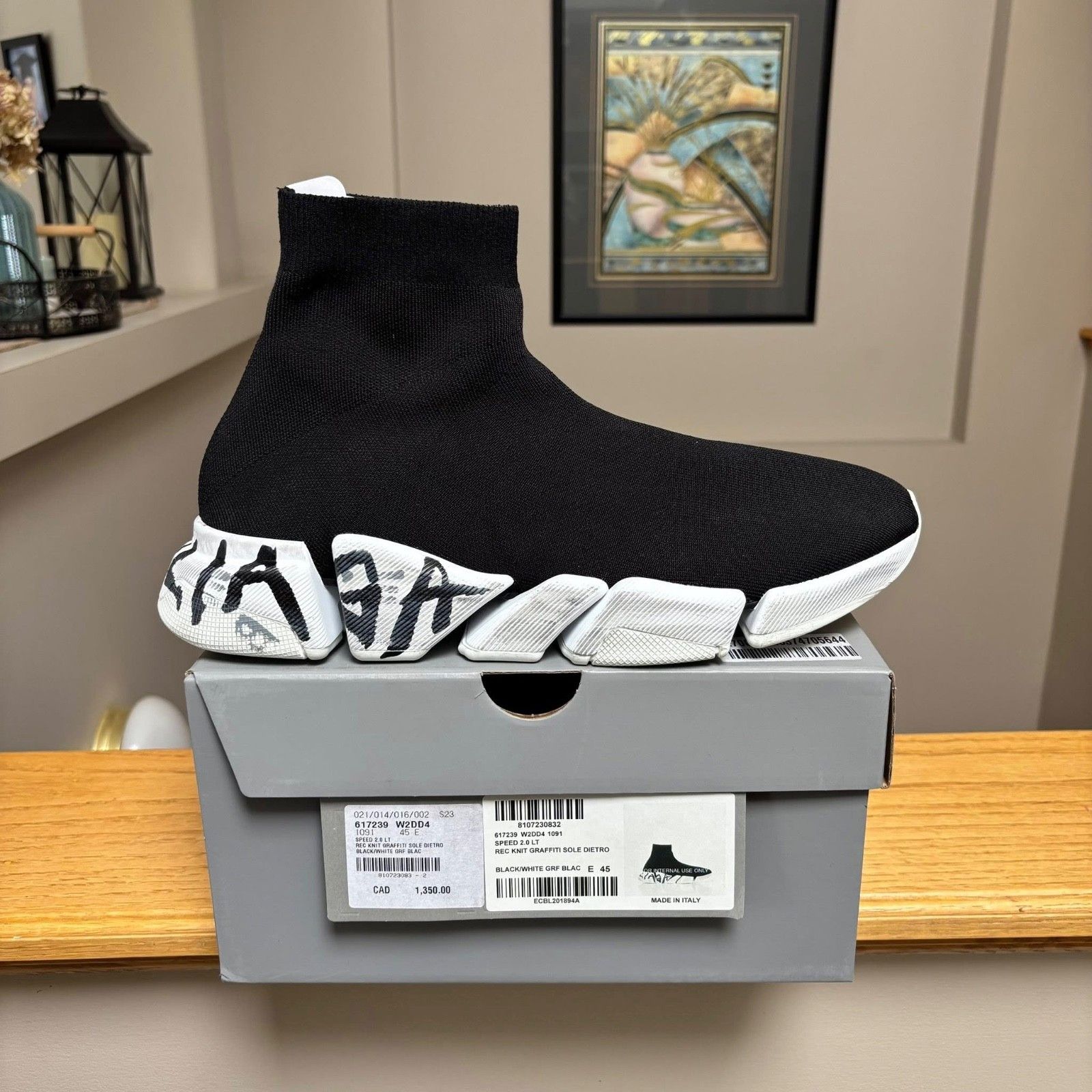 Balenciaga Men\'s White Black BB Logo Speed LT Knit Booties Size 41 EU NWOT Balenciaga Speed Sneakers  main image 4