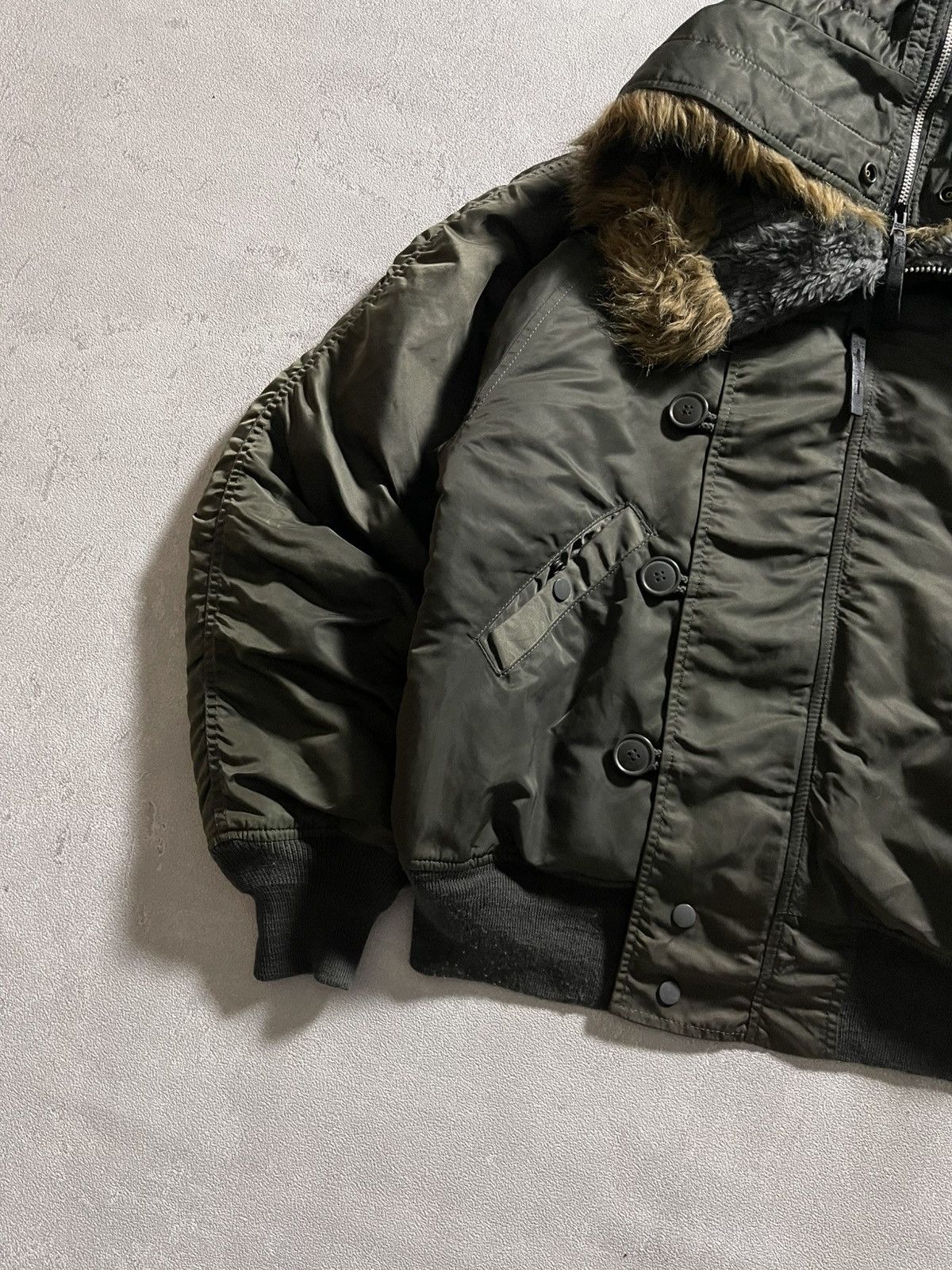 Vintage Alpha Industries N-2B Attached Hood Bomber Jacket