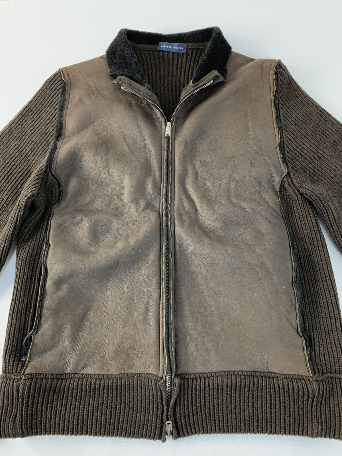 Roberto Collina Roberto Collina Sheep Skin Leather Knit Made in Italy Bomber Size S / US 4 / IT 40 - 2 Thumbnail