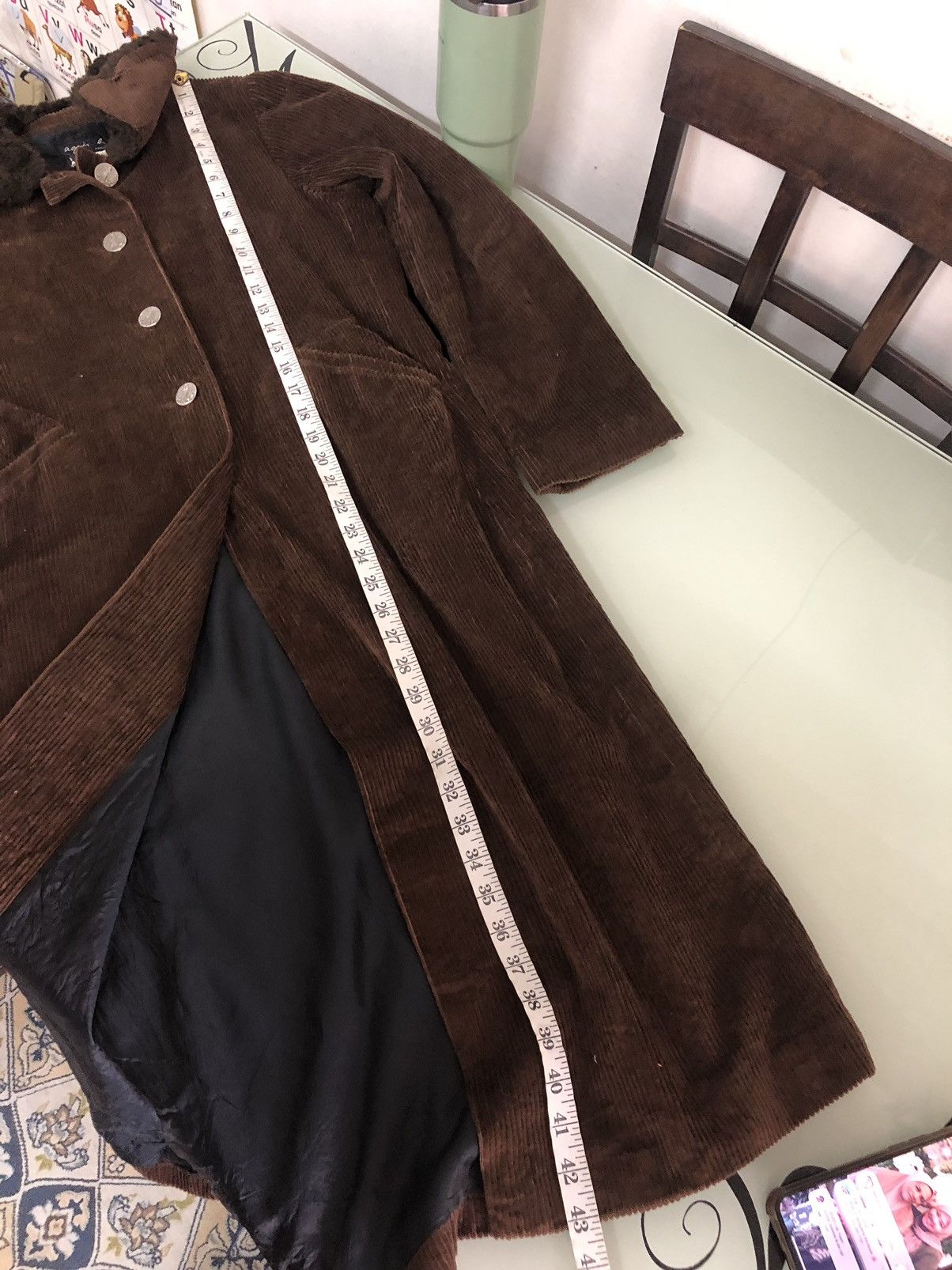 agnes b. Vintage 90s Agnes B Corduroy Long Coat Size M / US 6-8 / IT 42-44 - 18 Thumbnail