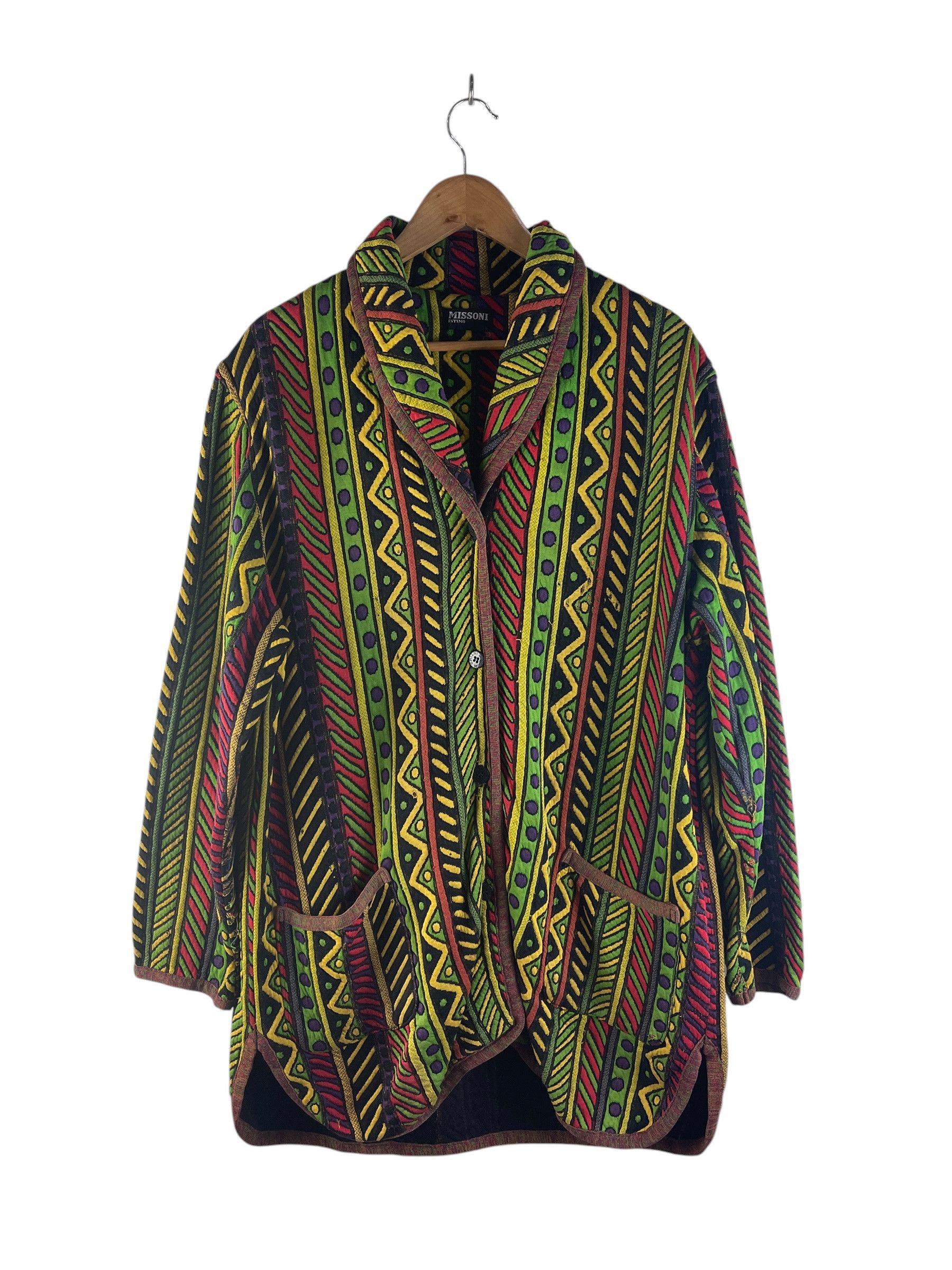 Missoni Missoni Intimo Multicolor Tribal Jacquard Knit Cardigan Size L / US 10 / IT 46 - 1 Thumbnail