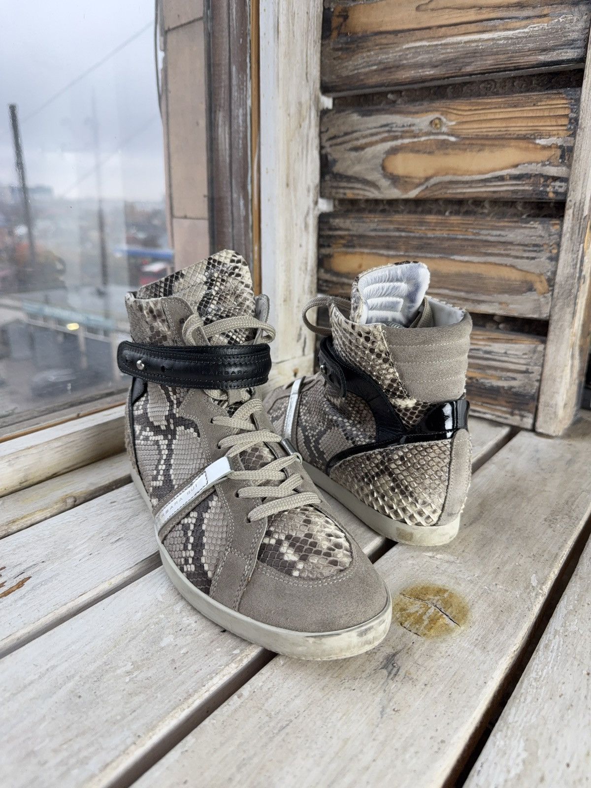 Barbara Bui Luxury Barbara Bui Python Embossed High Top Sneakers Size US 10.5 / IT 40.5 - 1 Thumbnail