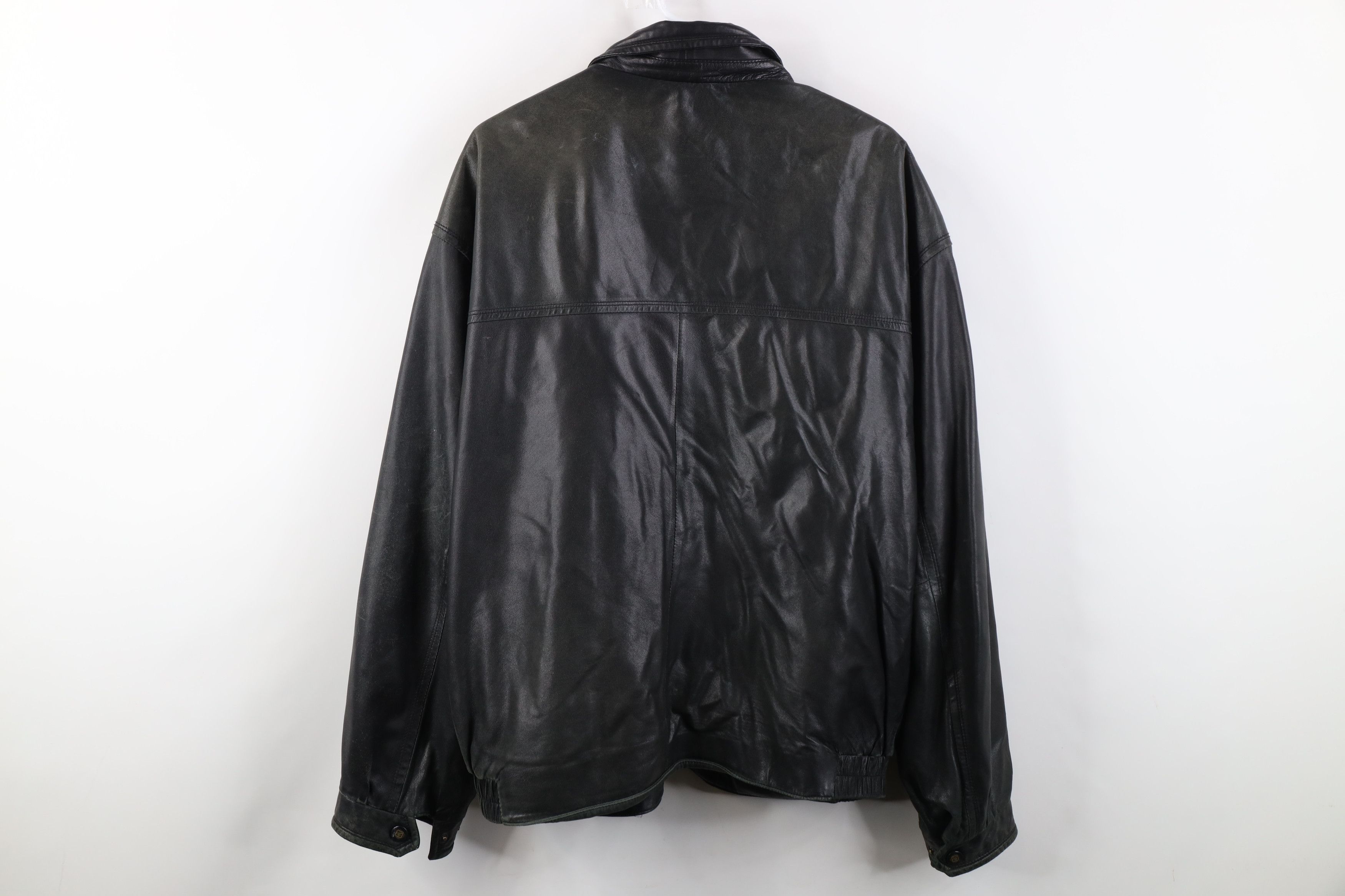 Vintage Vintage 90s Streetwear Soft Leather Collared Bomber Jacket Size US XXL / EU 58 / 5 - 13 Thumbnail
