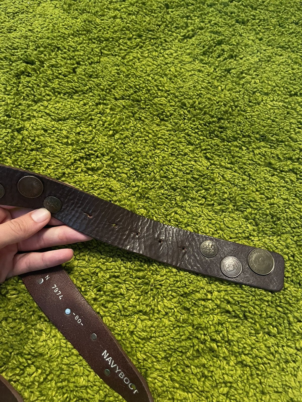 Cowboy Equipment × Genuine Leather × Vintage Western Cowboy style coin buckle money belt Size 30 - 5 Thumbnail