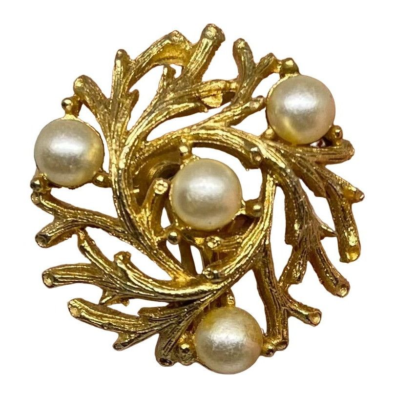 Other Vintage Signed Lisner 1950s Gold-Tone Faux Pearl Screw Back Size ONE SIZE - 2 Thumbnail