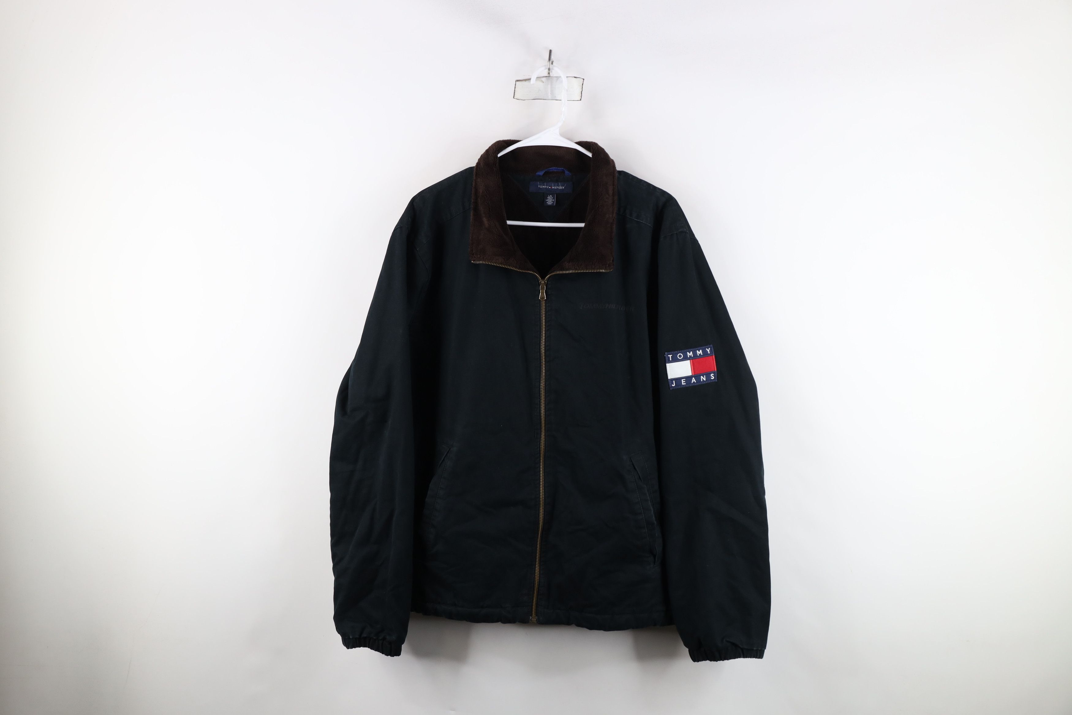Tommy Hilfiger × Vintage Vintage Tommy Hilfiger Fleece Lined Canvas Jacket Black Size US L / EU 52-54 / 3 - 1 Thumbnail