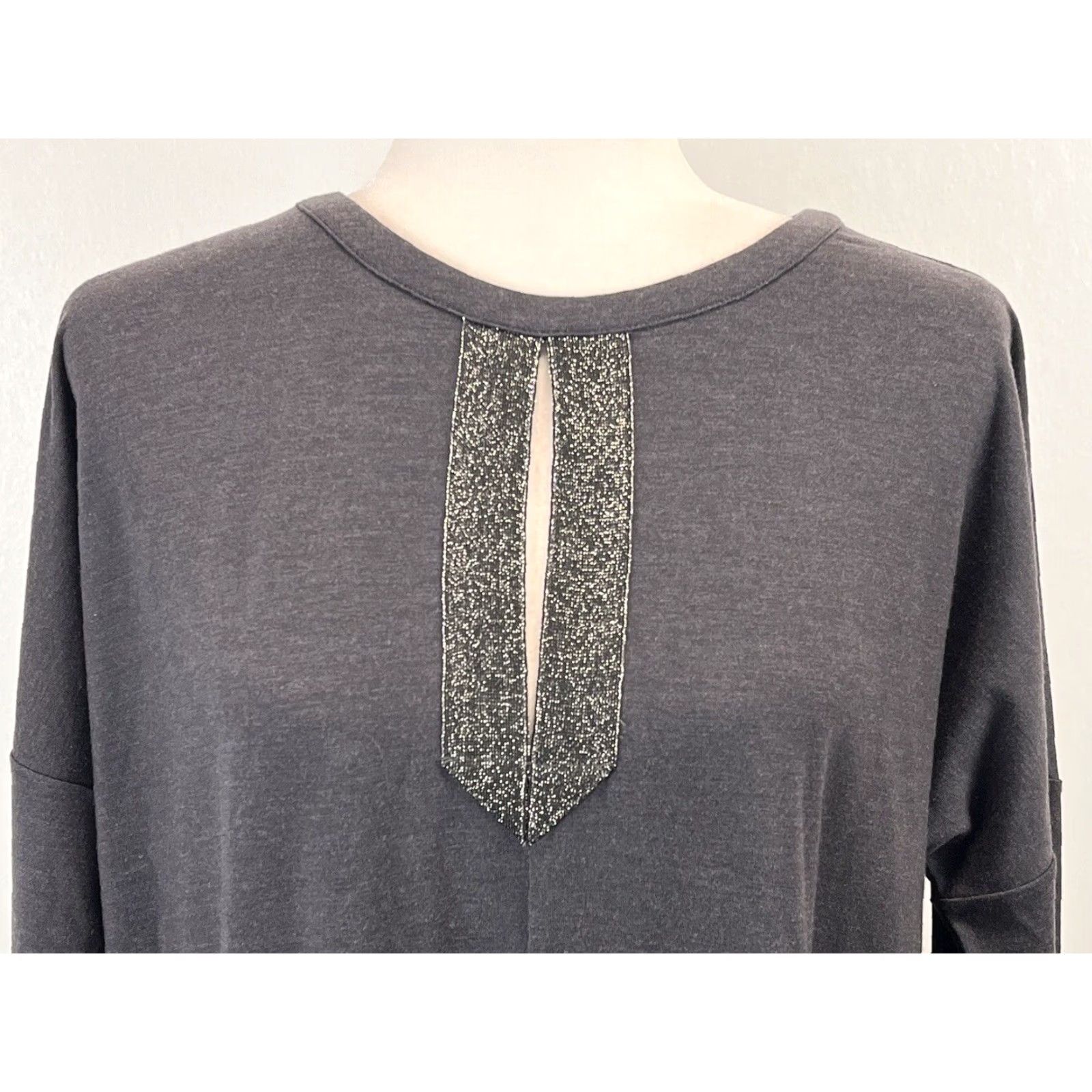 J. Jill J. Jill Tunic Top Gray Medium Womens Long Sleeve Soft Tencel Blend Pullover Round Neck Classic Comfort Size M / US 6-8 / IT 42-44 - 5 Thumbnail