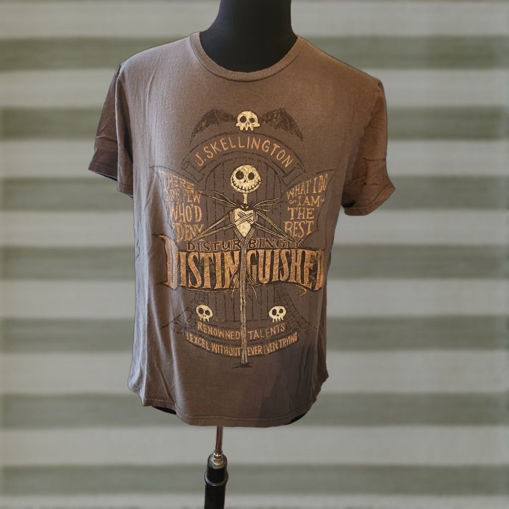 Disney VINTAGE? Jack Skellington Shirt Mens L Gray Disturbingly Distinguished Skeleton Skull Disney Halloween Movie Logo All Seasons Mens Shirt Size US L / EU 52-54 / 3 - 1 Thumbnail