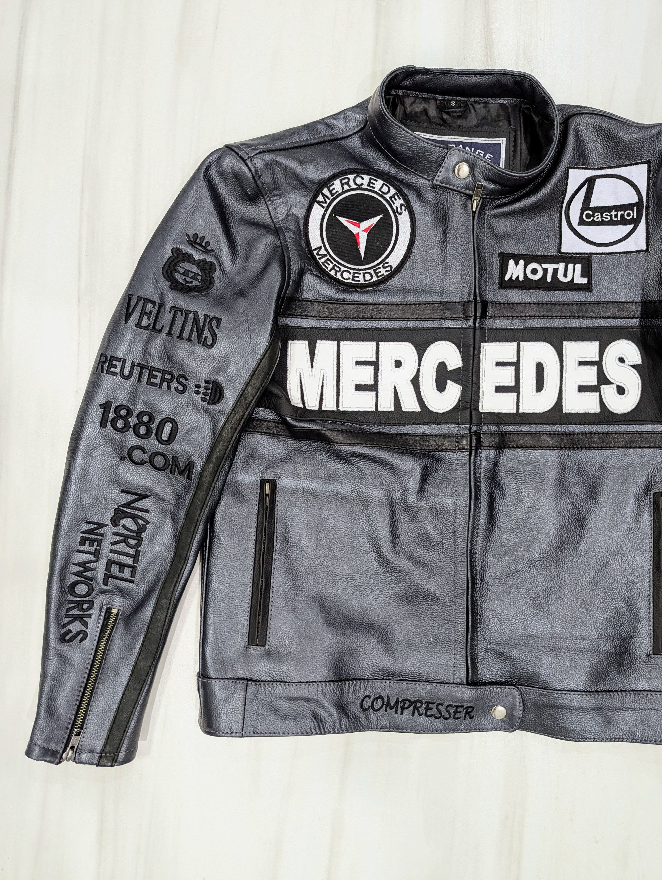Formula 1 💥 Mercedes Benz 💥 Racing Leather Jacket Streetwear Cowhide Size US S / EU 44-46 / 1 - 3 Thumbnail