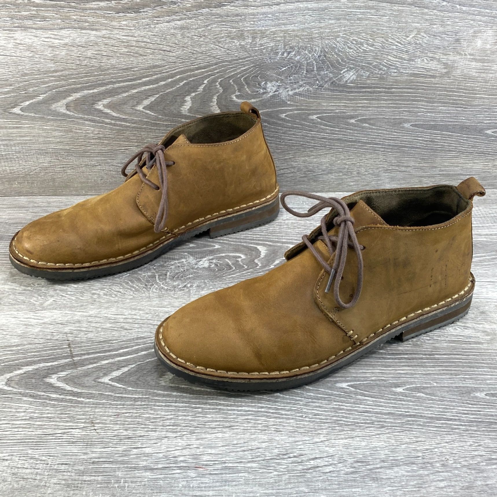 Merona MERONA Mens 10 Brown Nubuck Leather Chukka Dress Ankle Boots 2 Eyelet Lace Up Size US 10 / EU 43 - 5 Thumbnail