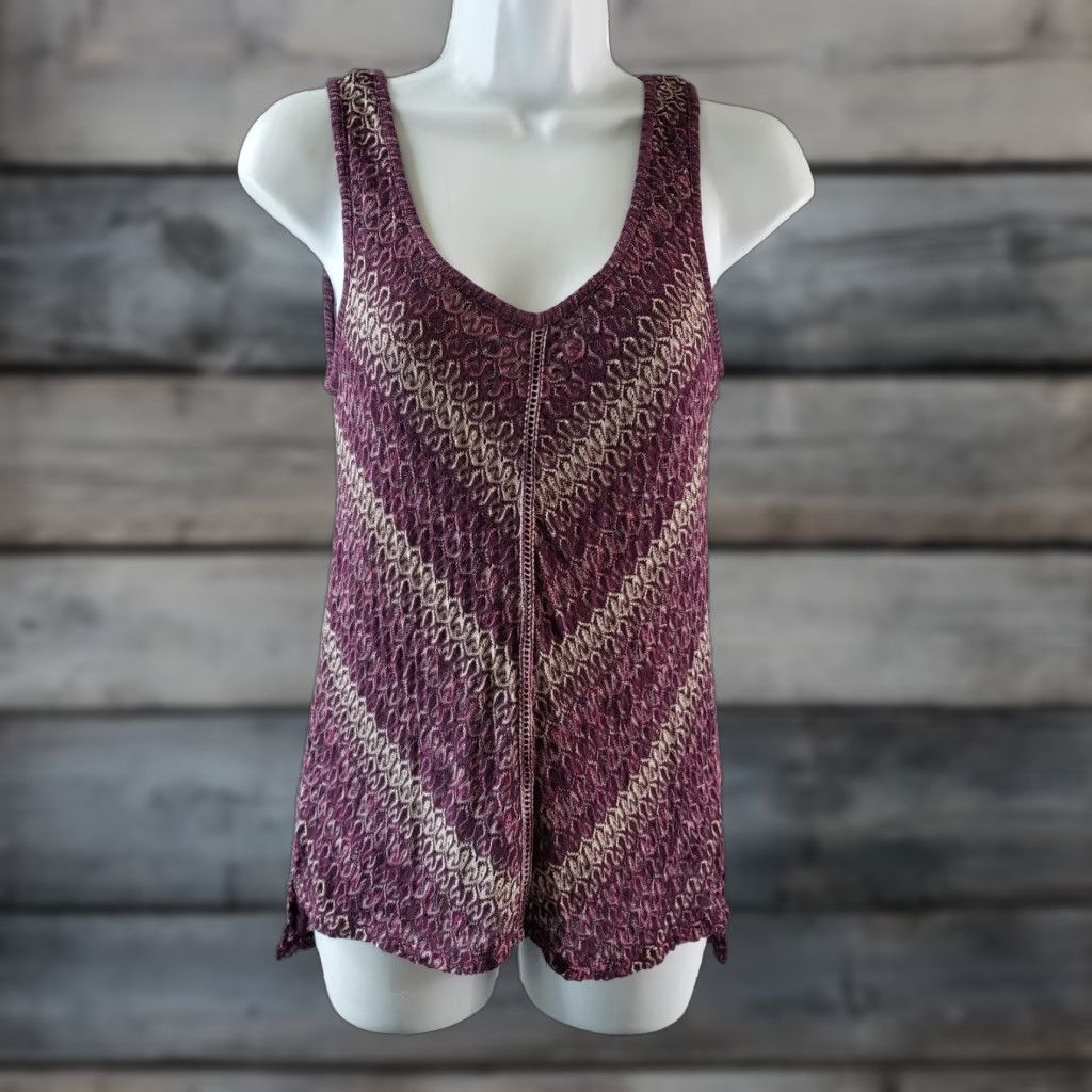 White House Black Market White House Black Market Womens Tank Sz Small Purple Knit Tie Back Size S / US 4 / IT 40 - 1 Thumbnail