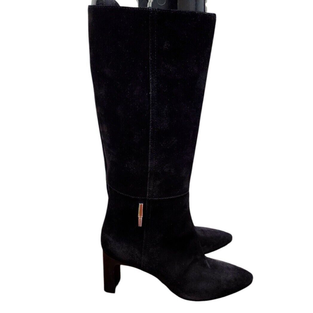 Longchamp Longchamp Roseau Heeled boots Black suede Bamboo logo Size US 7.5 / IT 37.5 - 2 Thumbnail