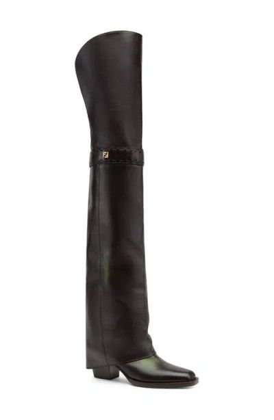 Fendi o1s1wg111025 Leather Over-the-knee High Boots in Dark Brown Size US 8 / IT 38 - 1 Preview
