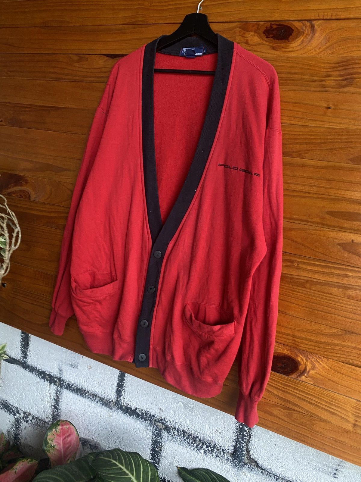 Polo Ralph Lauren Vintage Polo by Ralph Lauren Red Cotton Cardigan 1990s Polo Size US L / EU 52-54 / 3 - 4 Thumbnail