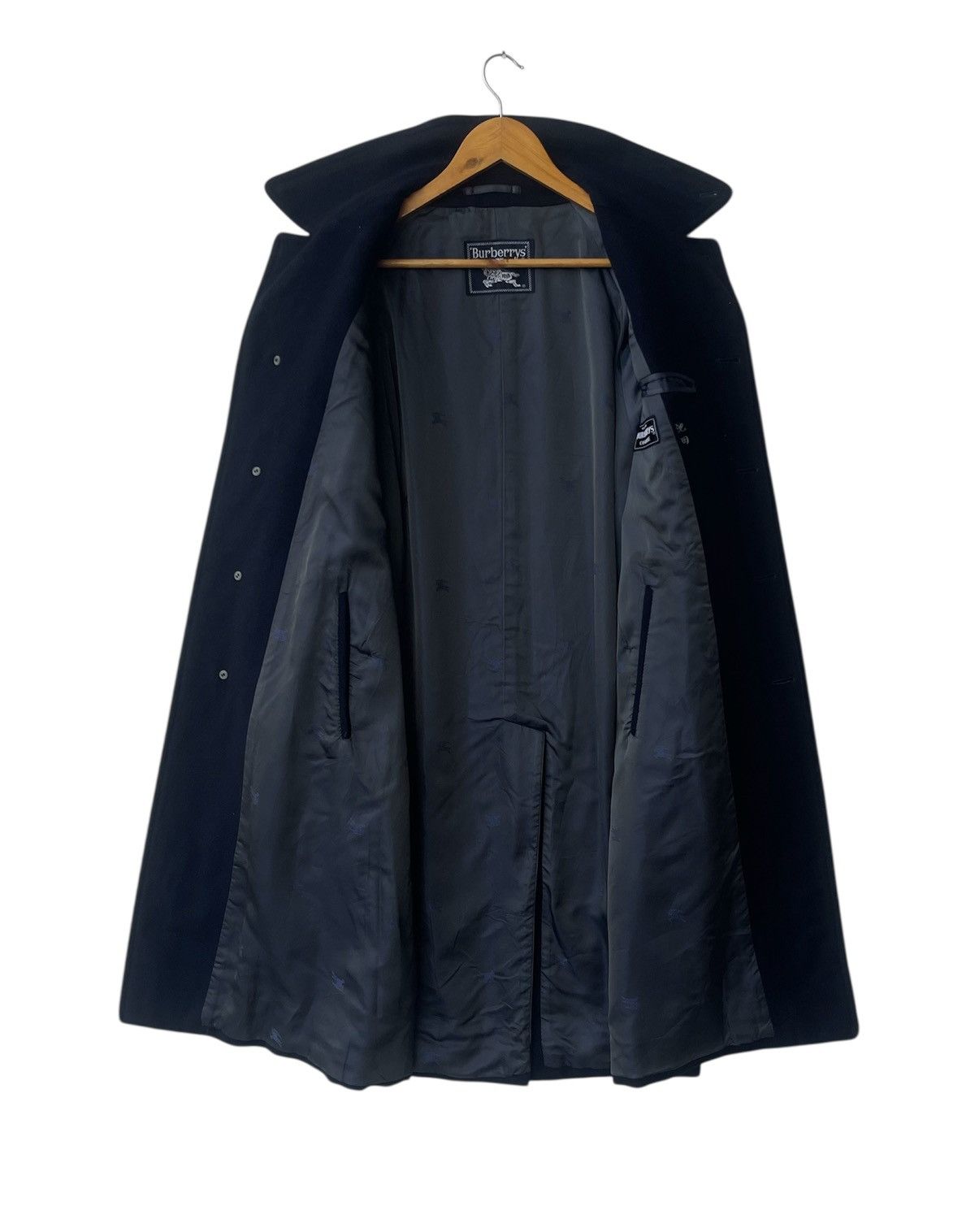 Burberry VINTAGE Burberrys 100% Cashmere Long Coat Navy Blue C-TK83 Size US L / EU 52-54 / 3 - 4 Thumbnail