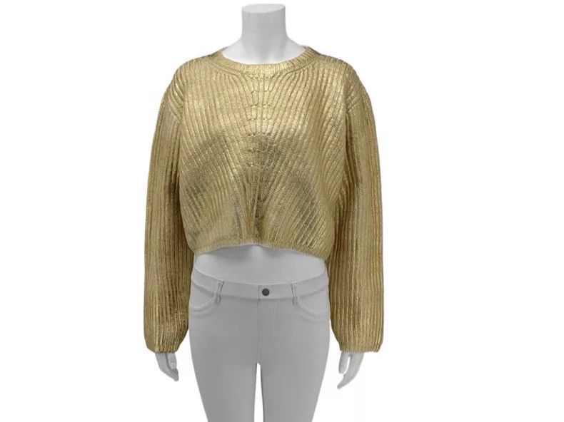 Valentino Valentino Gold wool-blend knitted top Size L / US 10 / IT 46 - 1 Thumbnail