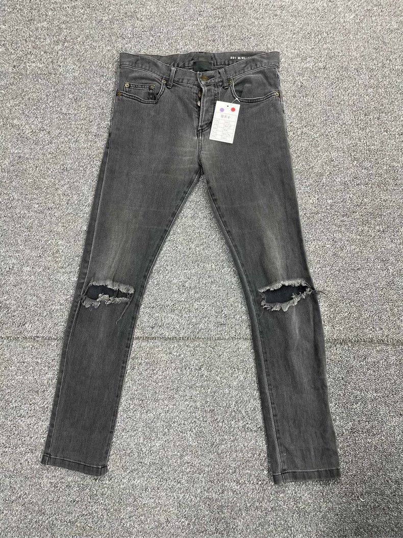 Saint Laurent Paris Grey old knife cut jeans