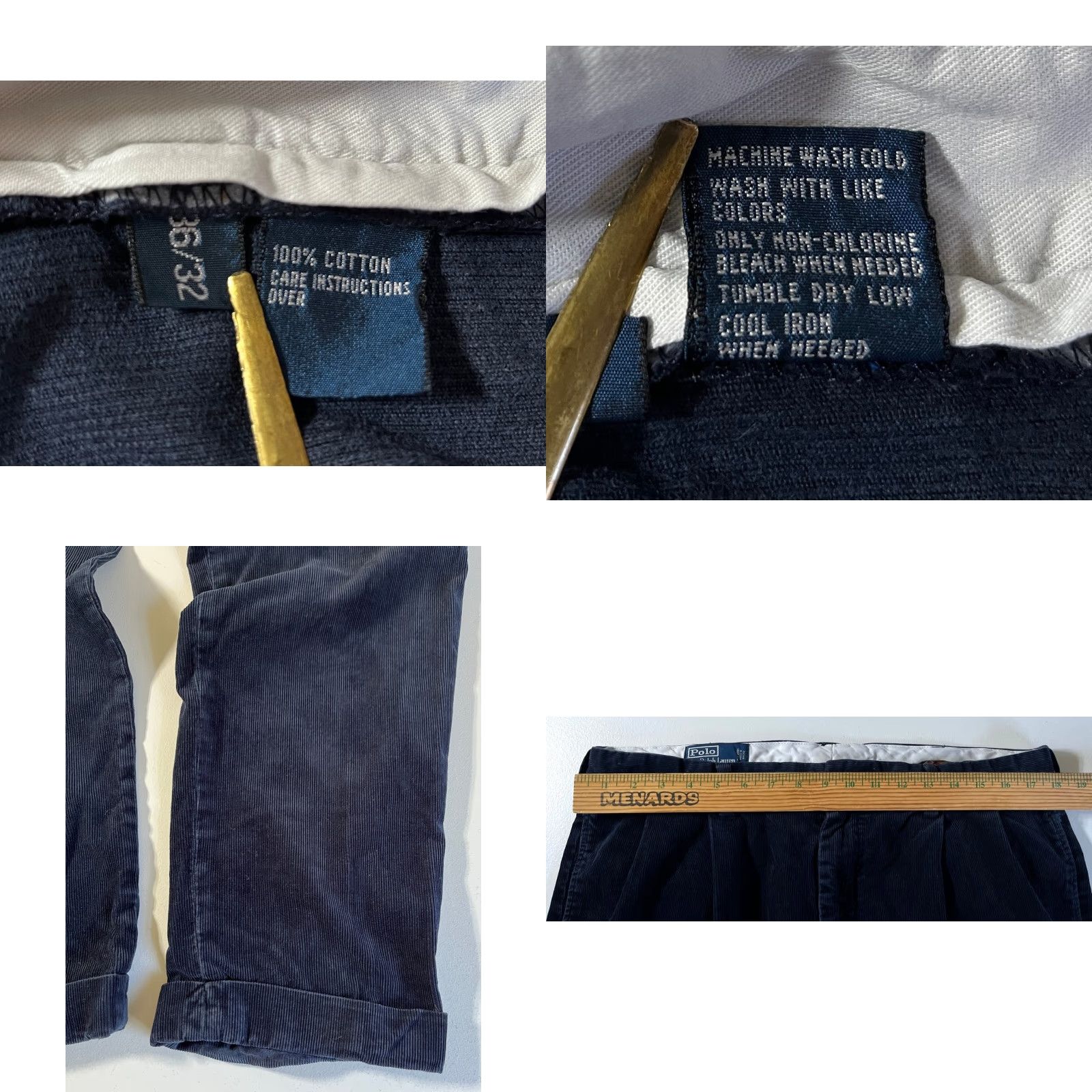 Polo Ralph Lauren Polo Ralph Lauren Men's Vintage Hammond Pant Corduroy Pleated Navy 36x32 Chino Straight Relaxed Size US M / EU 48-50 / 2 - 8 Thumbnail