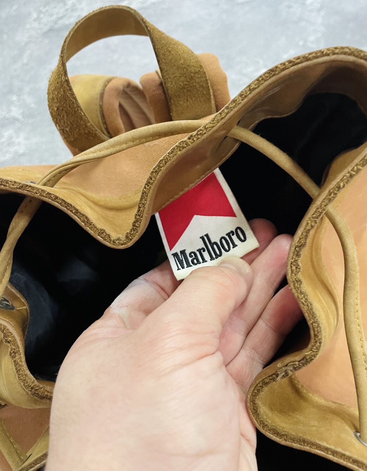 Marlboro MARLBORO Brown Cotton Denim Backpack Bag with Leather Insert Size ONE SIZE - 13 Thumbnail