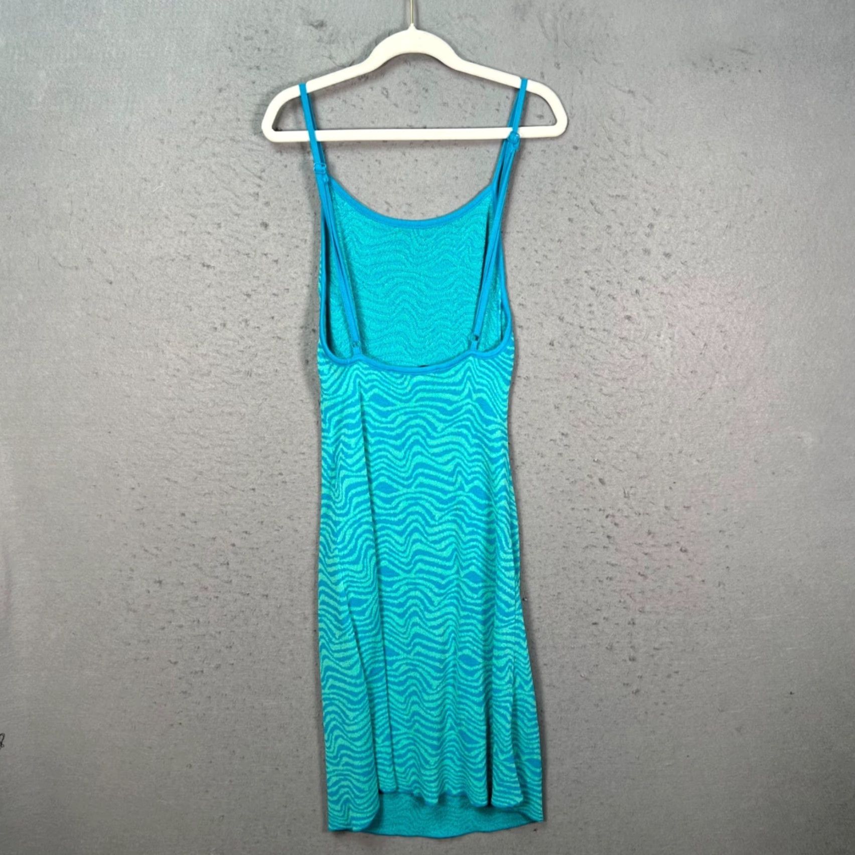 Zara Zara Womens XS Blue & Green Wavy Print Mini Slip Dress w/ Adjustable Straps Dress Size XS / US 0-2 / IT 36-38 - 2 Thumbnail