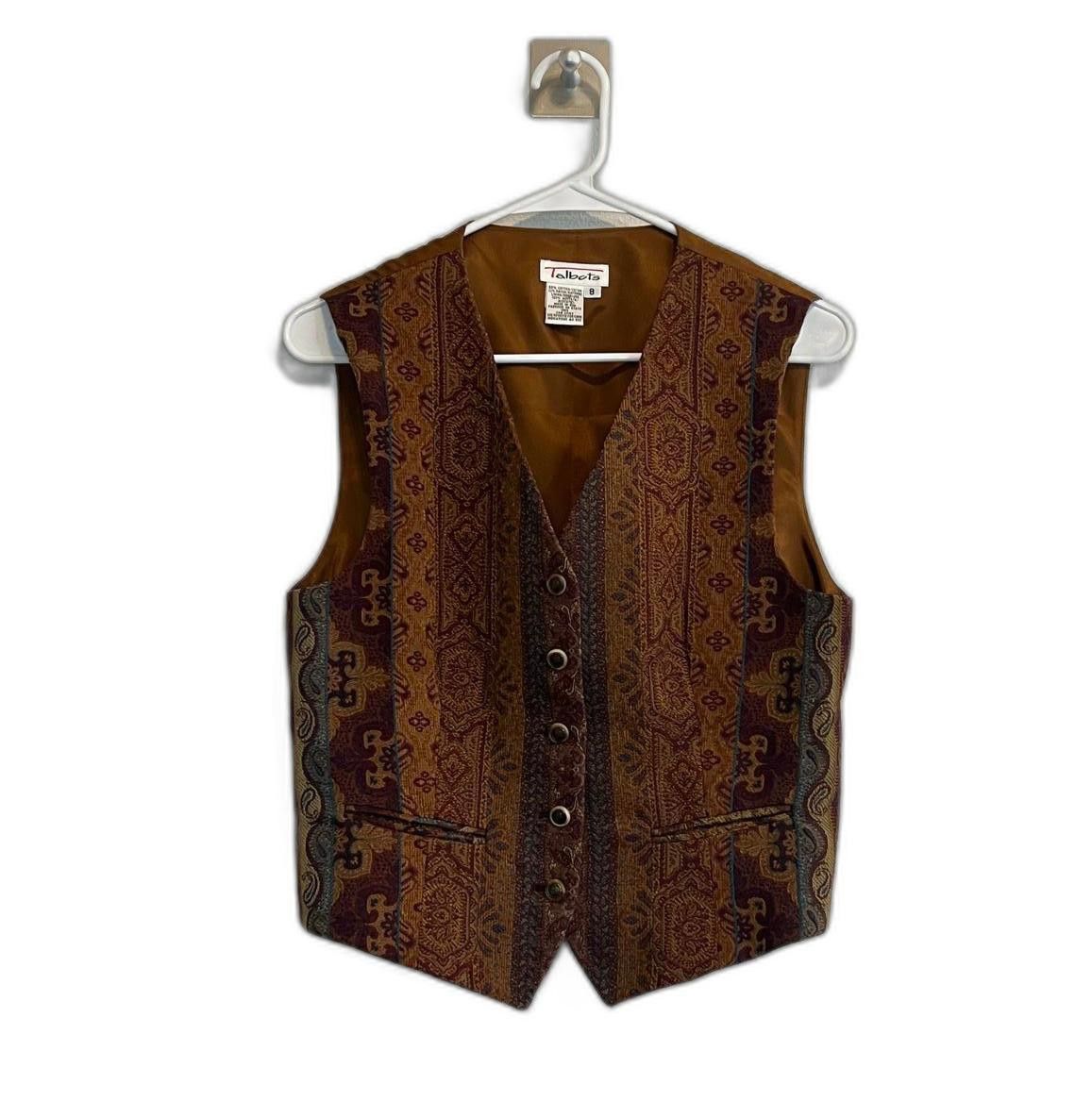 Designer Vintage 90s Boho Style Button-Up Vest - Abstract Design Size M / US 6-8 / IT 42-44 - 1 Thumbnail