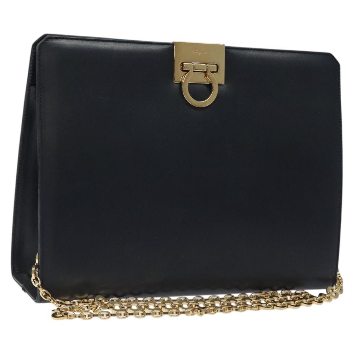 Salvatore Ferragamo Vintage Gancini Chain Shoulder Bag Leather