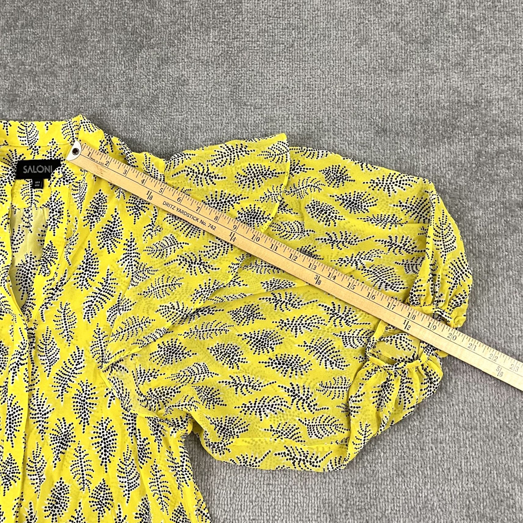 Vintage SALONI Yellow Silk Chiffon Button-Up Shirt Top Womens Size 0 Ruffle 3/4 Sleeve Casual Classic Size XS / US 0-2 / IT 36-38 - 5 Thumbnail