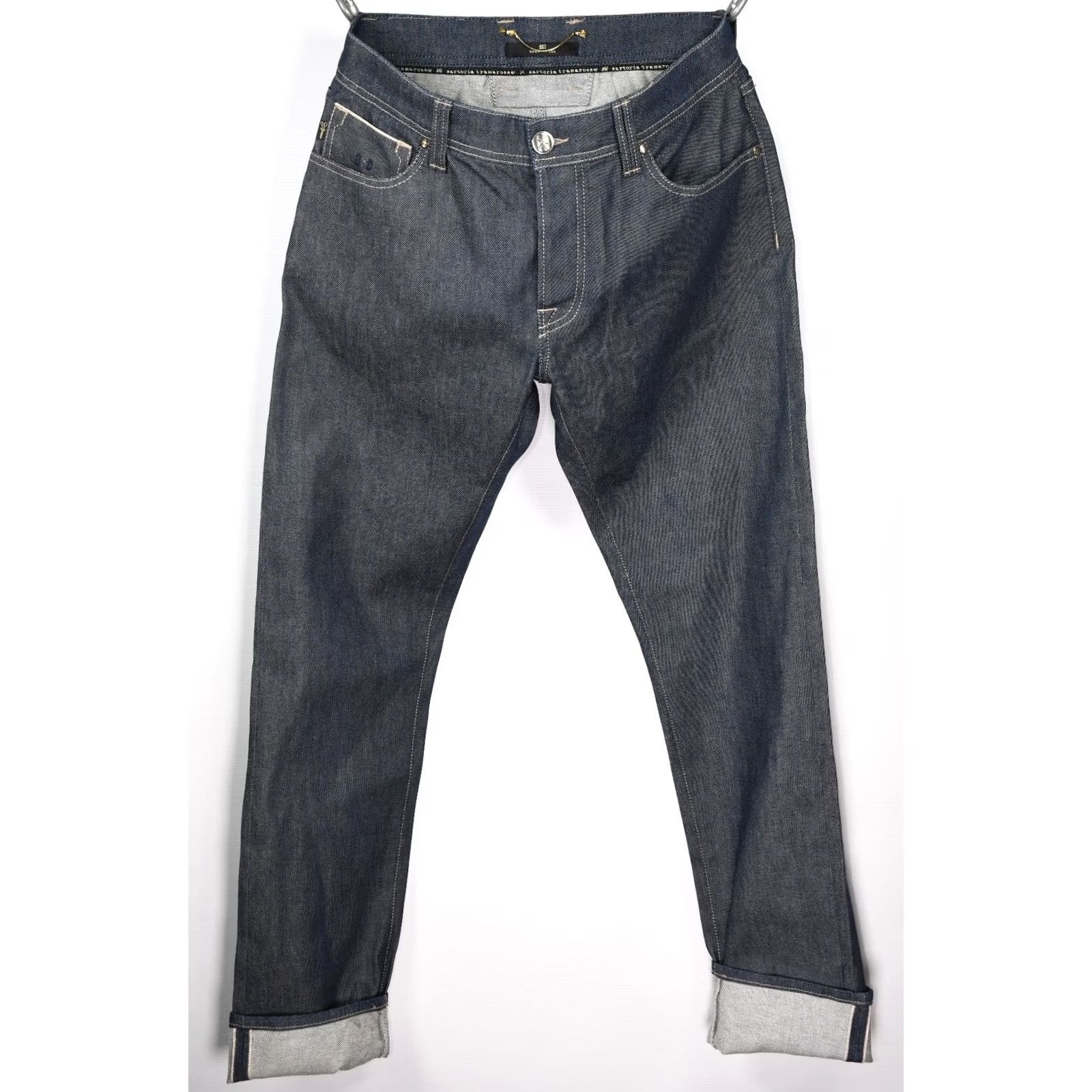 Vintage Tramarossa Leonardo Jeans Selvedge 18 Carat Gold Plated Button Back Pocket 32 Blue Denim Mens Jeans 32 Size US 32 / EU 48 - 3 Thumbnail