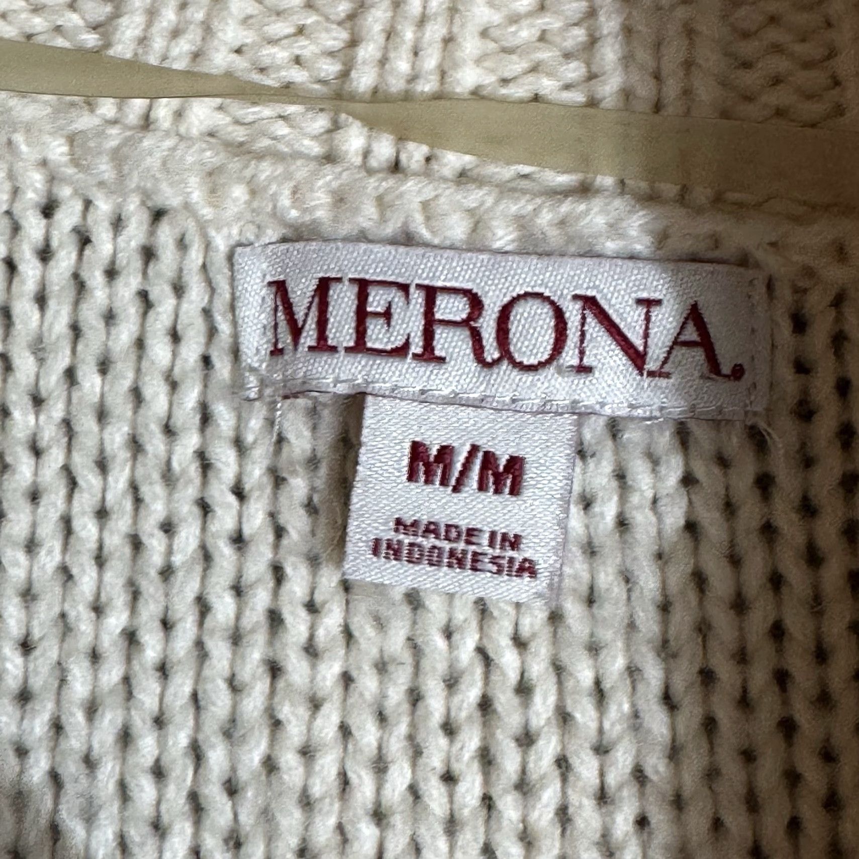 Merona Merona Cardigan Sweater Women M Open Front Cozy Shawl Collar Ivory 100% Acrylic Knit Regular Vintage? No (No) - exclude N/A. Size M / US 6-8 / IT 42-44 - 5 Thumbnail