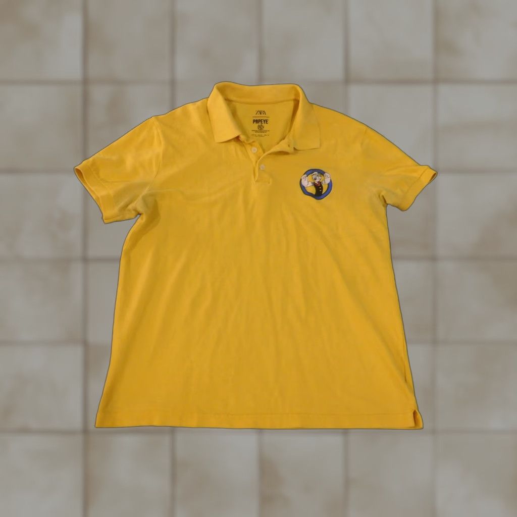 Zara Zara Polo Shirt Men M Yellow Cotton Embroidered 90s Classic Golf Casual Short Sleeve Size US M / EU 48-50 / 2 - 1 Thumbnail