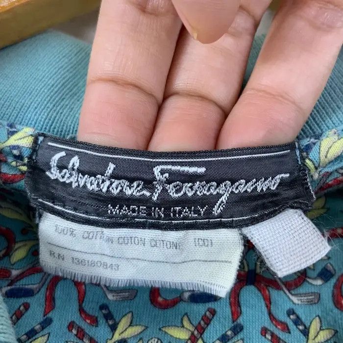 Salvatore Ferragamo Vintage SALVATORE FERRAGAMO AOP Polo Tee Shirt Made In Italy Size L / US 10 / IT 46 - 4 Thumbnail