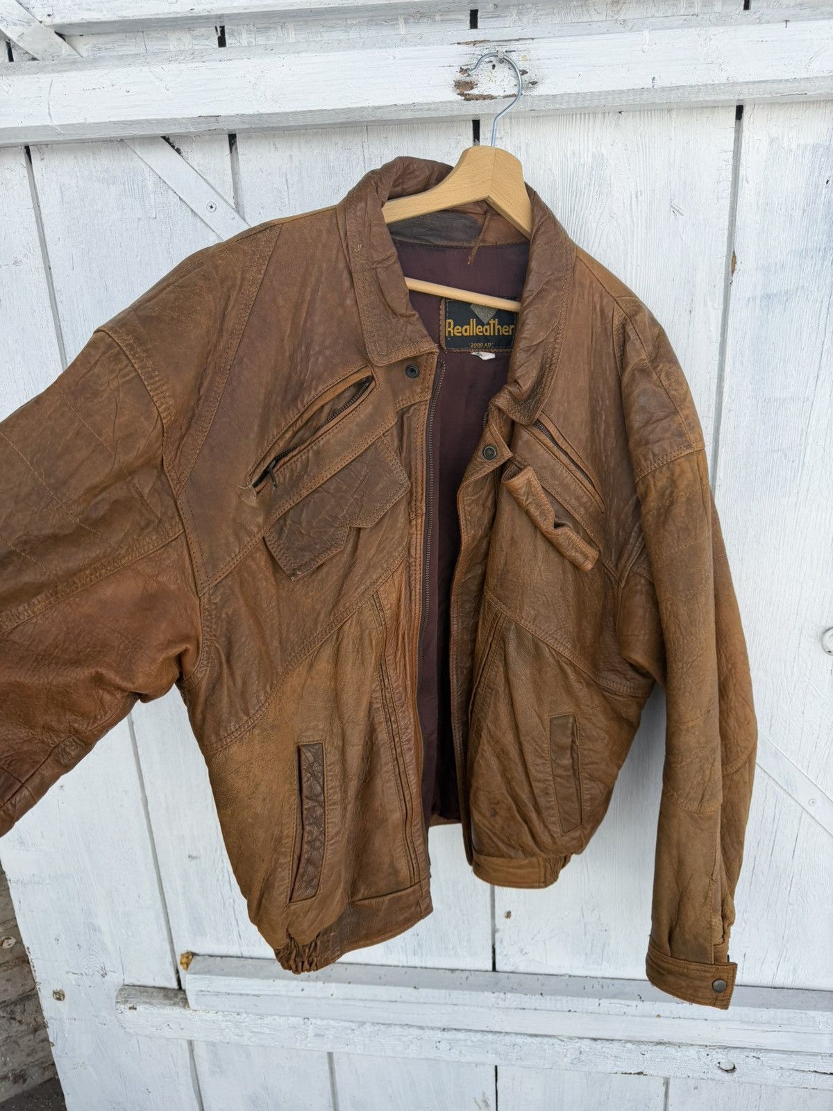 Vintage Vintage leather jacket bomber Size L / US 10 / IT 46 - 5 Thumbnail