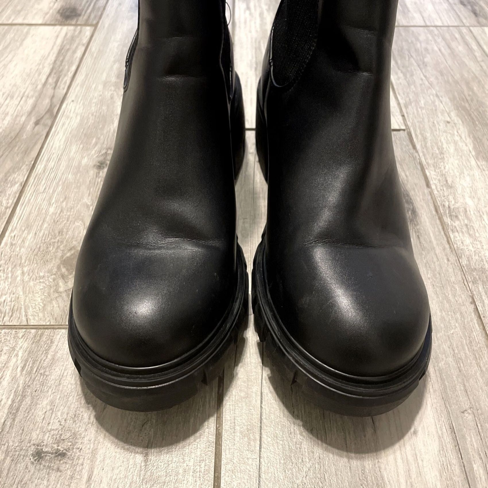 Steve Madden Steve Madden Women's Black Vegan Leather Lug Ankle Booties Boots Moto 9 Combat Shoes Size US 9 / IT 39 - 3 Thumbnail