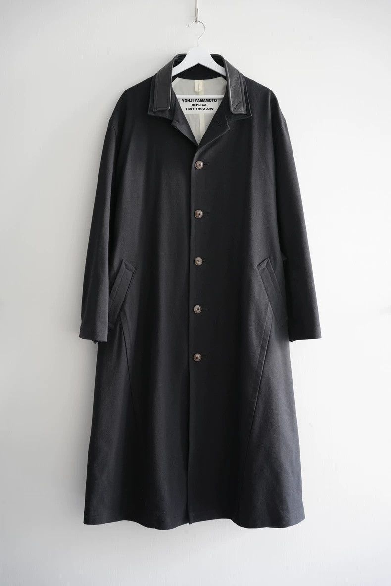 Yohji Yamamoto Yohji Yamamoto Yohji Yamamoto Black Leather Collar Coat Size US S / EU 44-46 / 1 - 1 Thumbnail