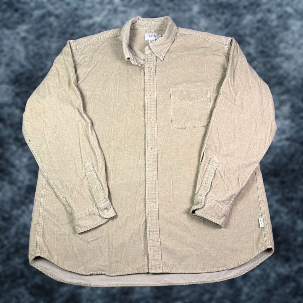 J.Crew J. Crew Fine Wale Corduroy Button Shirt Mens XL Beige Khaki Pocket Long Sleeve Size US XL / EU 56 / 4 - 1 Thumbnail