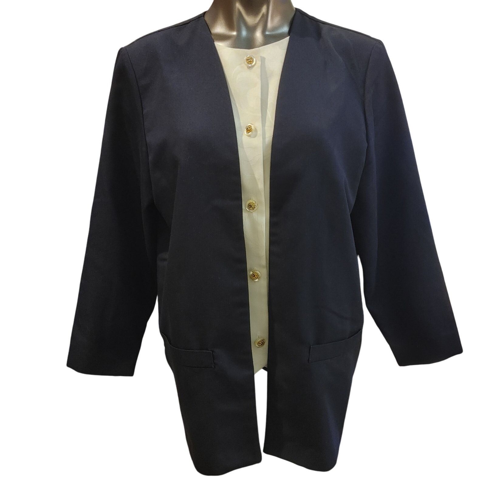 Other Alfred Dunner Women 14 Dark Navy One-Piece Jacket/Undershirt Size XL / US 12-14 / IT 48-50 - 1 Thumbnail