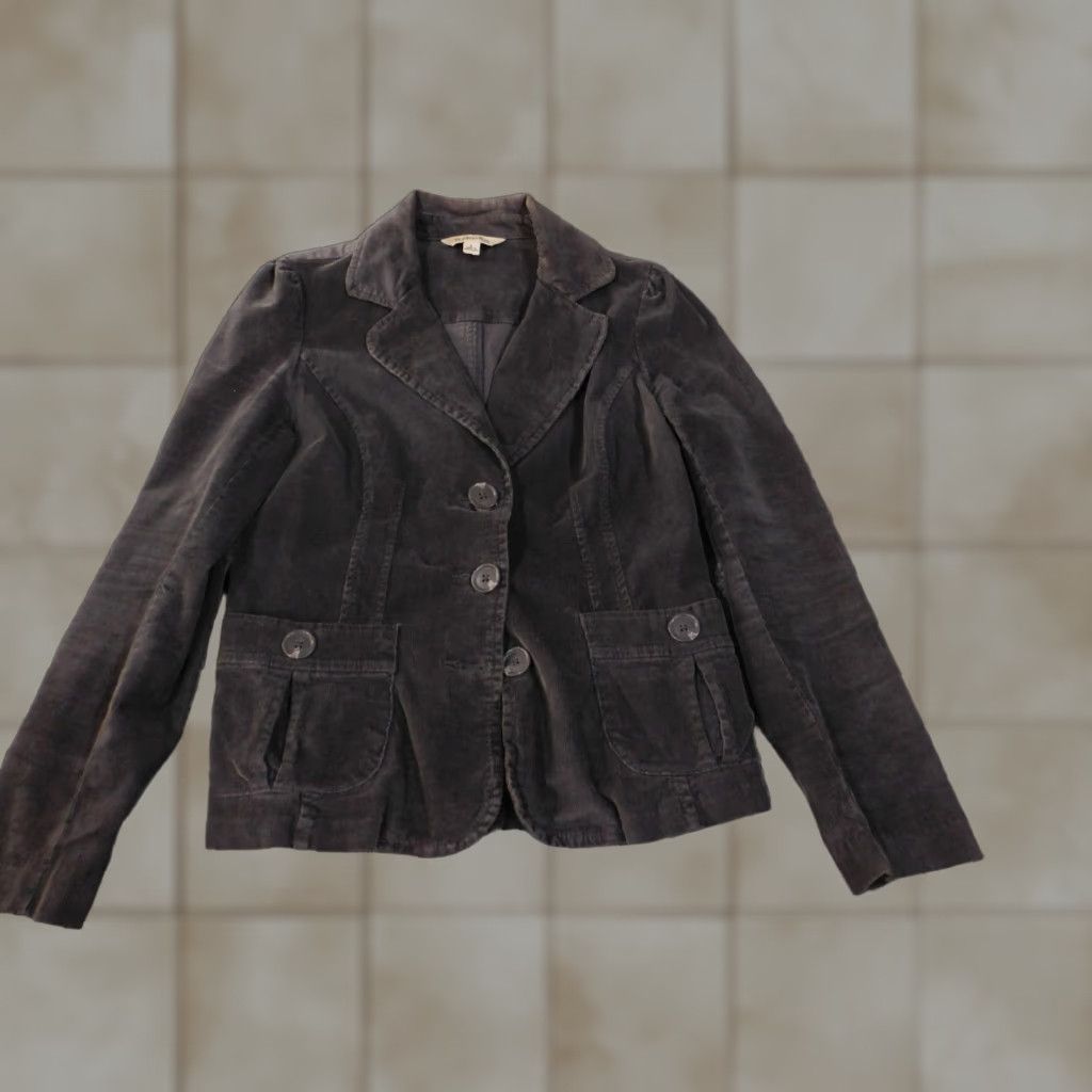 Vintage St. John's Bay Blazer Jacket Womens S Gray Corduroy Stretch Casual Long Sleeve Button Size S / US 4 / IT 40 - 1 Thumbnail