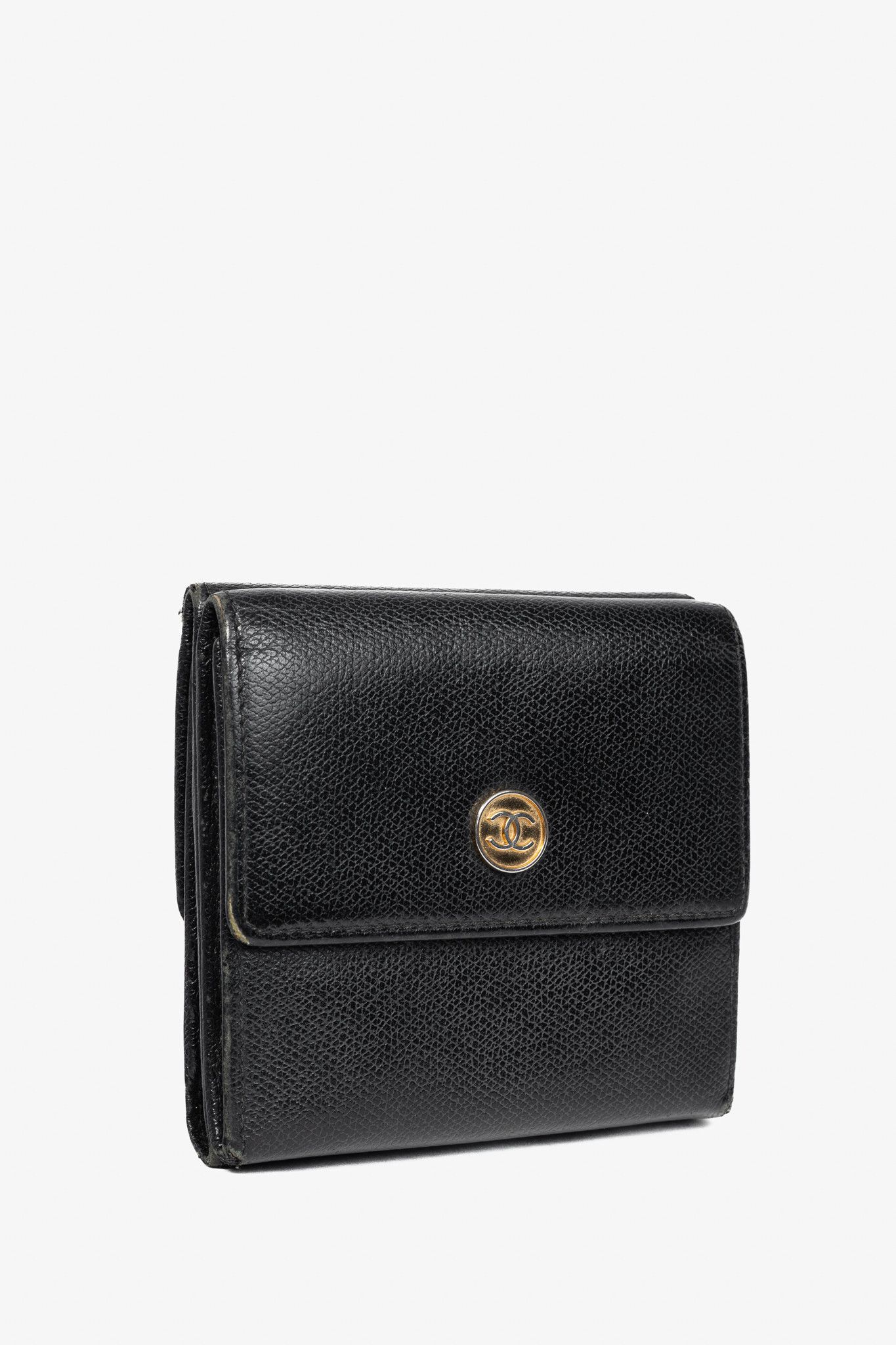 Chanel Chanel Black Leather Coco-Button Trifold Compact Wallet Size ONE SIZE - 2 Thumbnail