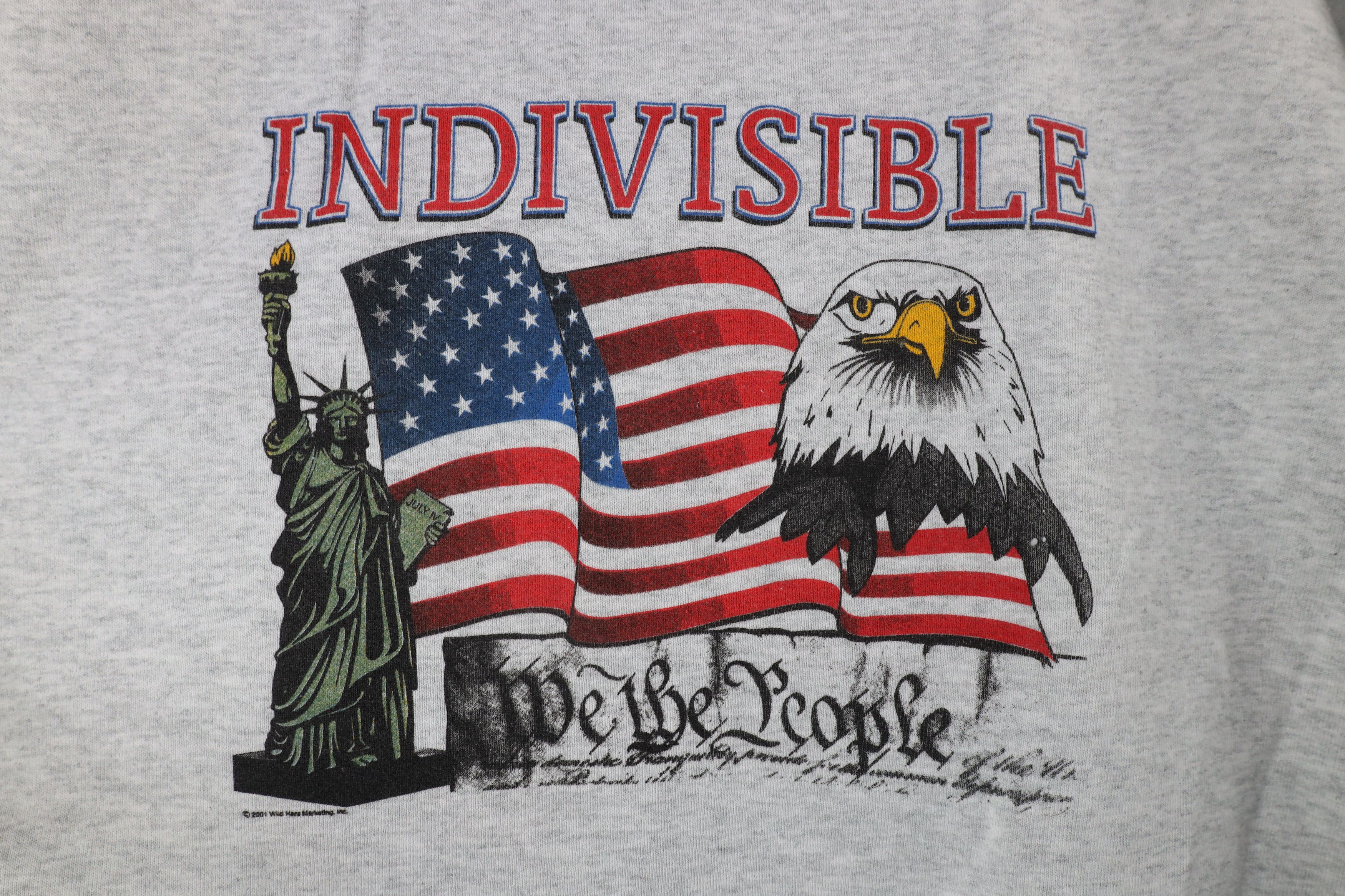 Vintage Vintage Y2K 2001 Indivisible USA Flag Eagle Sweatshirt Gray Size US XXL / EU 58 / 5 - 5 Thumbnail