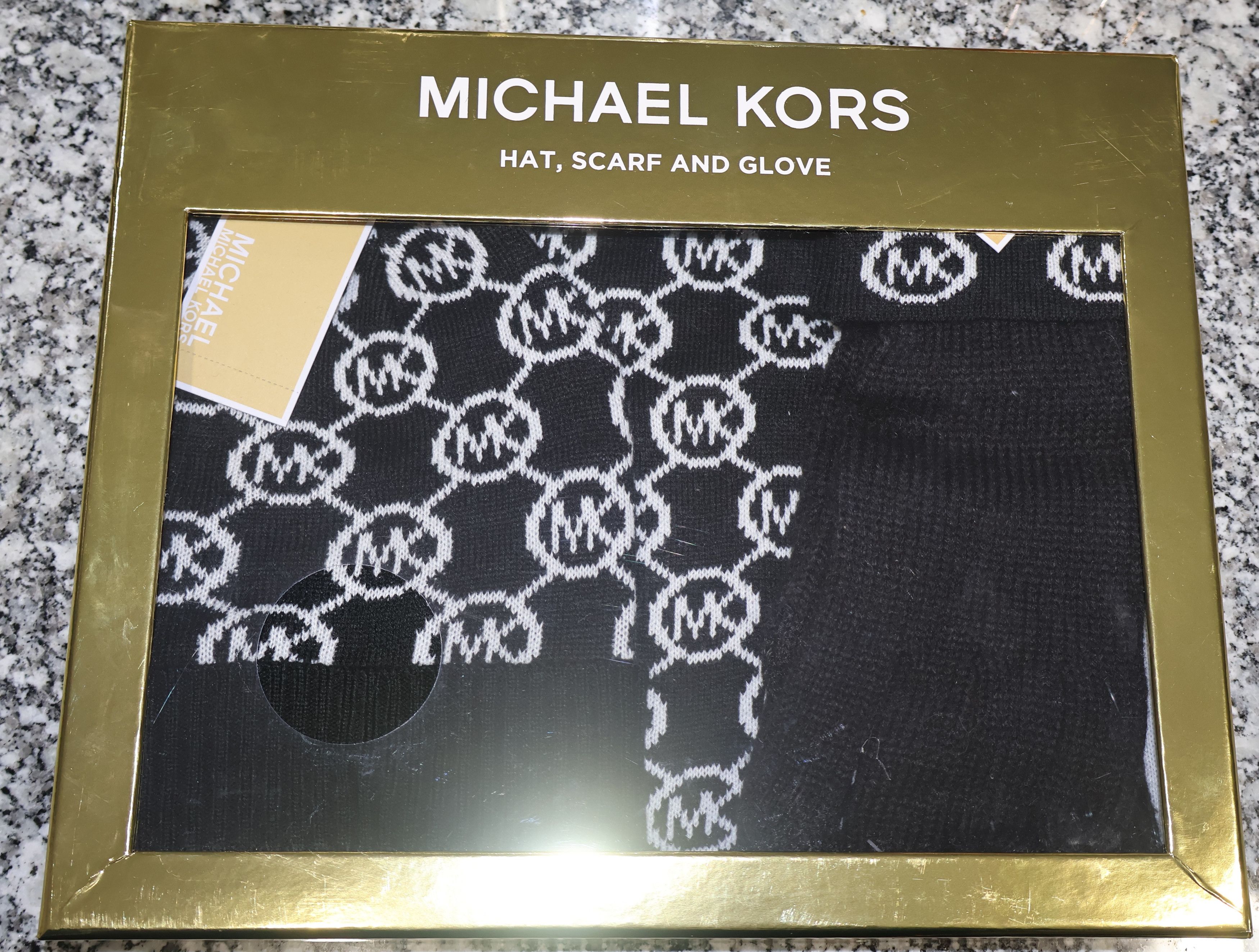 Michael Kors Michael Kors Hat, Scarf,Glove Black MK Logo Knit Winter Size ONE SIZE - 1 Thumbnail